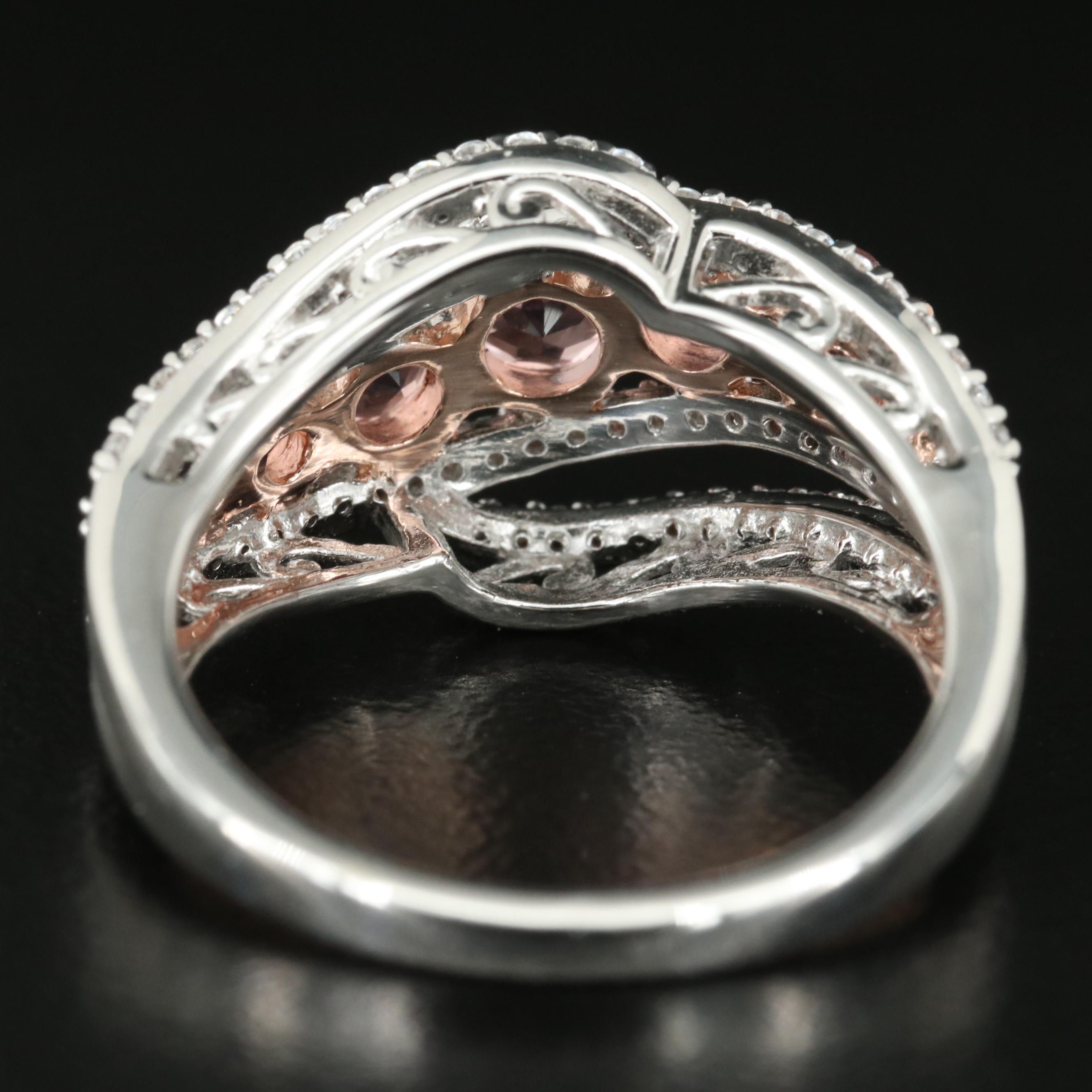 Sterling Morganite and Cubic Zirconia Ring