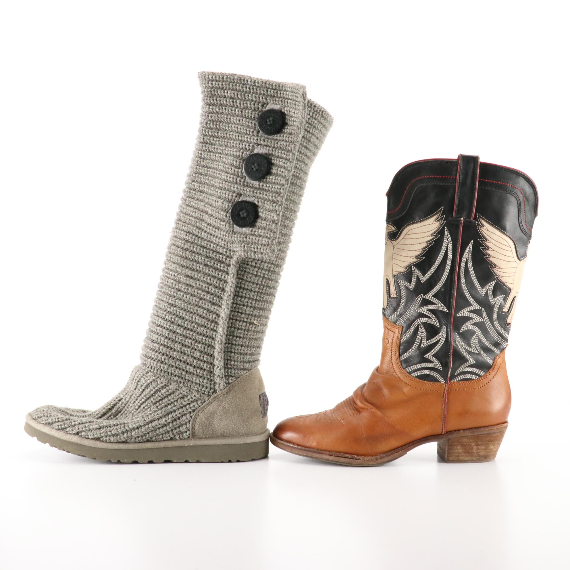 Ugg Stocking Knit Boots and Sam Edelman Western Boots