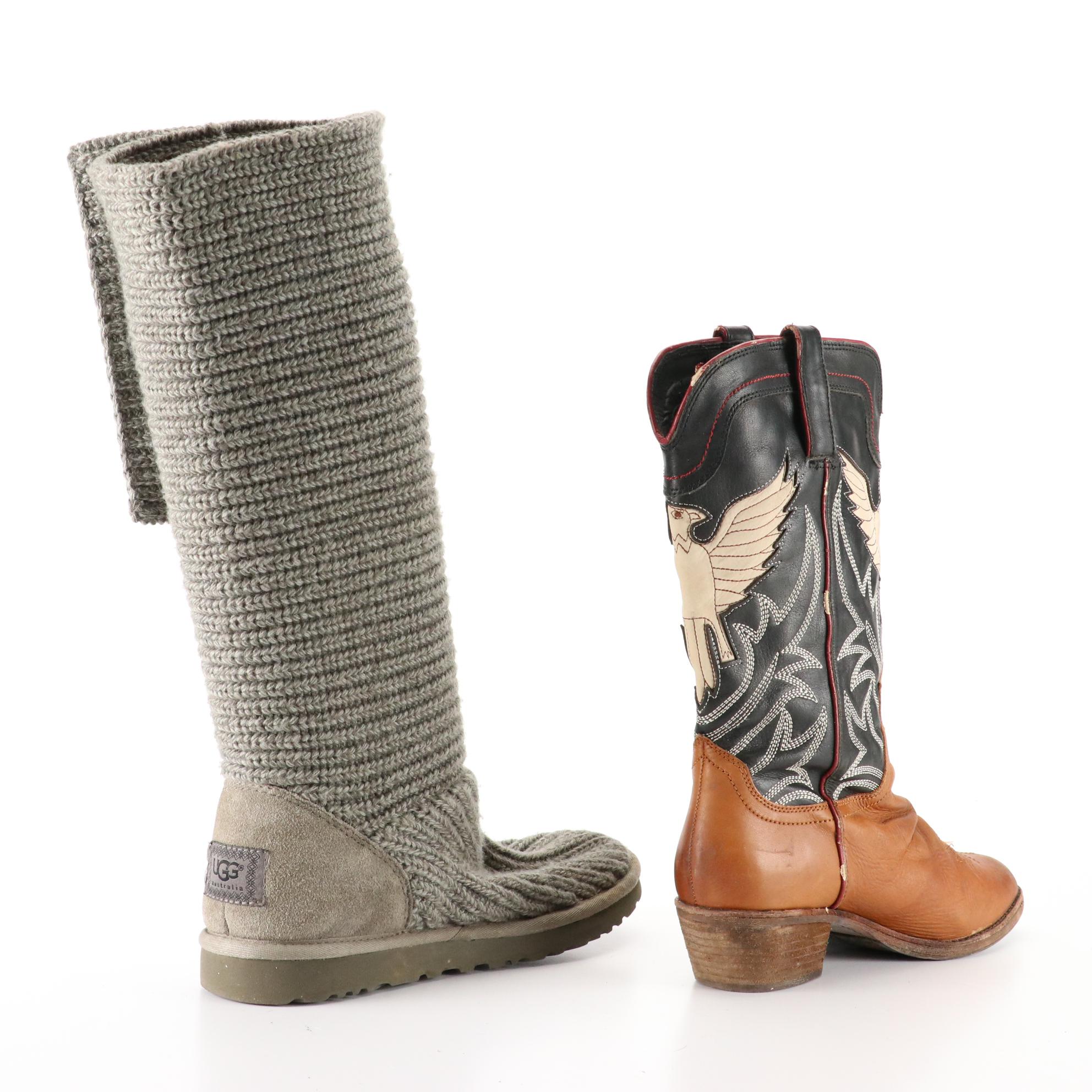 Ugg Stocking Knit Boots and Sam Edelman Western Boots