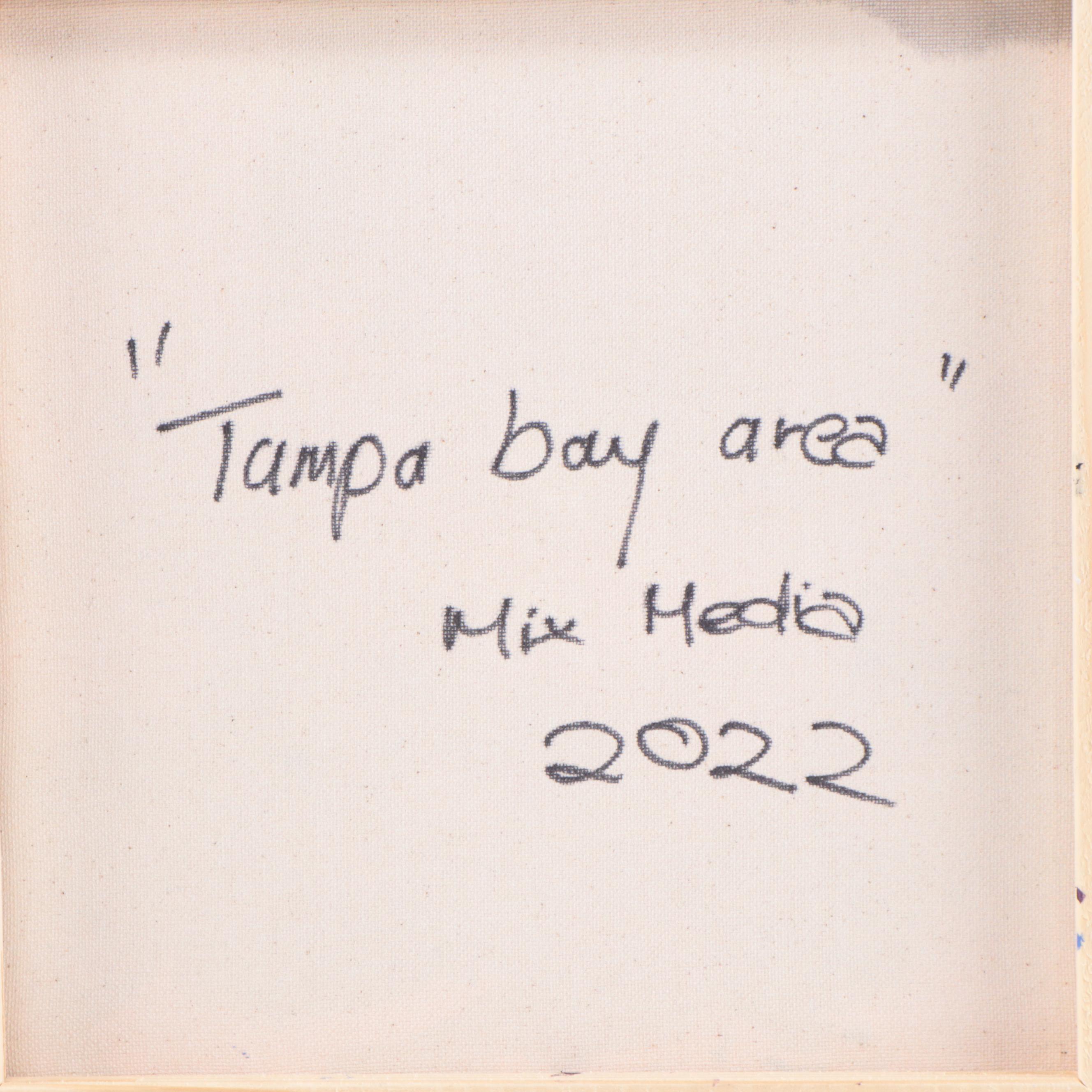 Milagros Pongo Mixed Media Painting "Tampa Bay Area," 2022