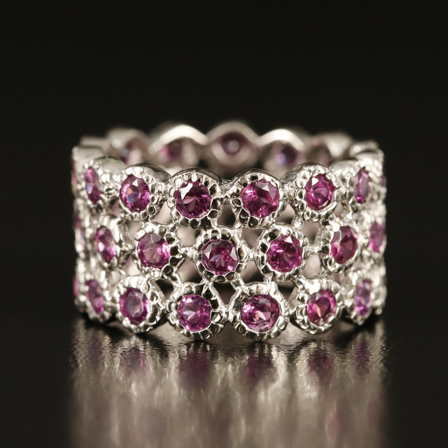 Sterling Rhodolite Garnet Eternity Band