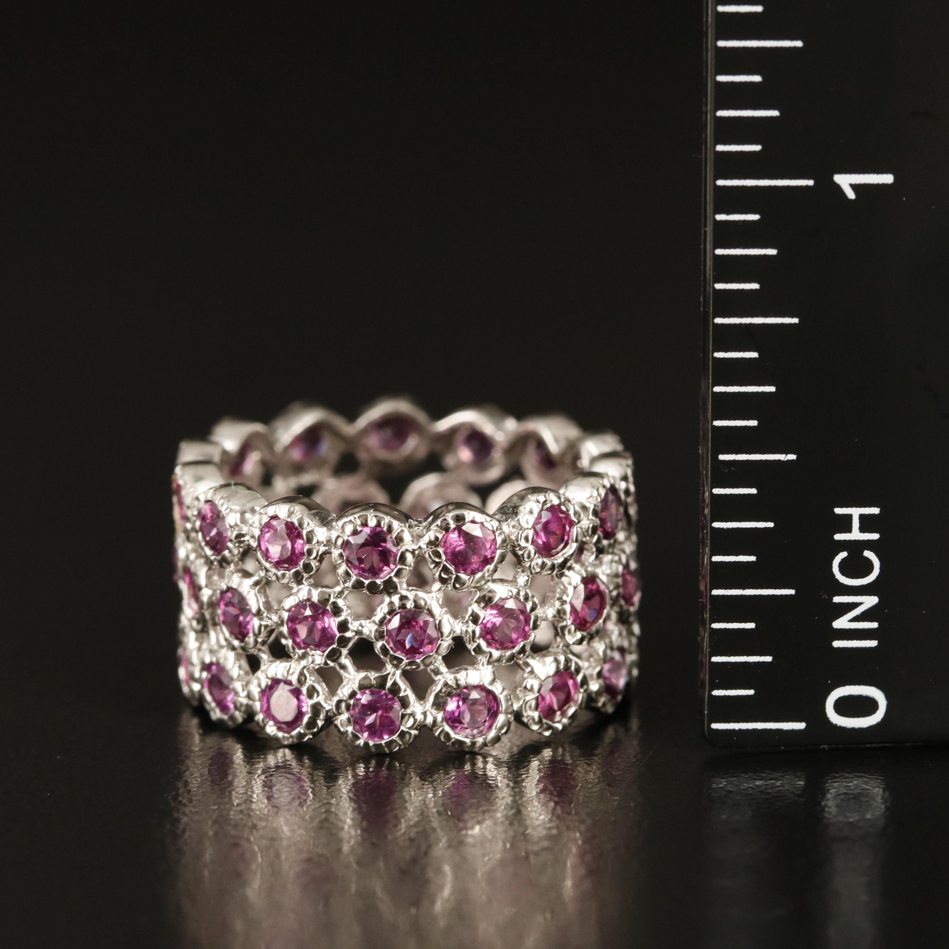 Sterling Rhodolite Garnet Eternity Band