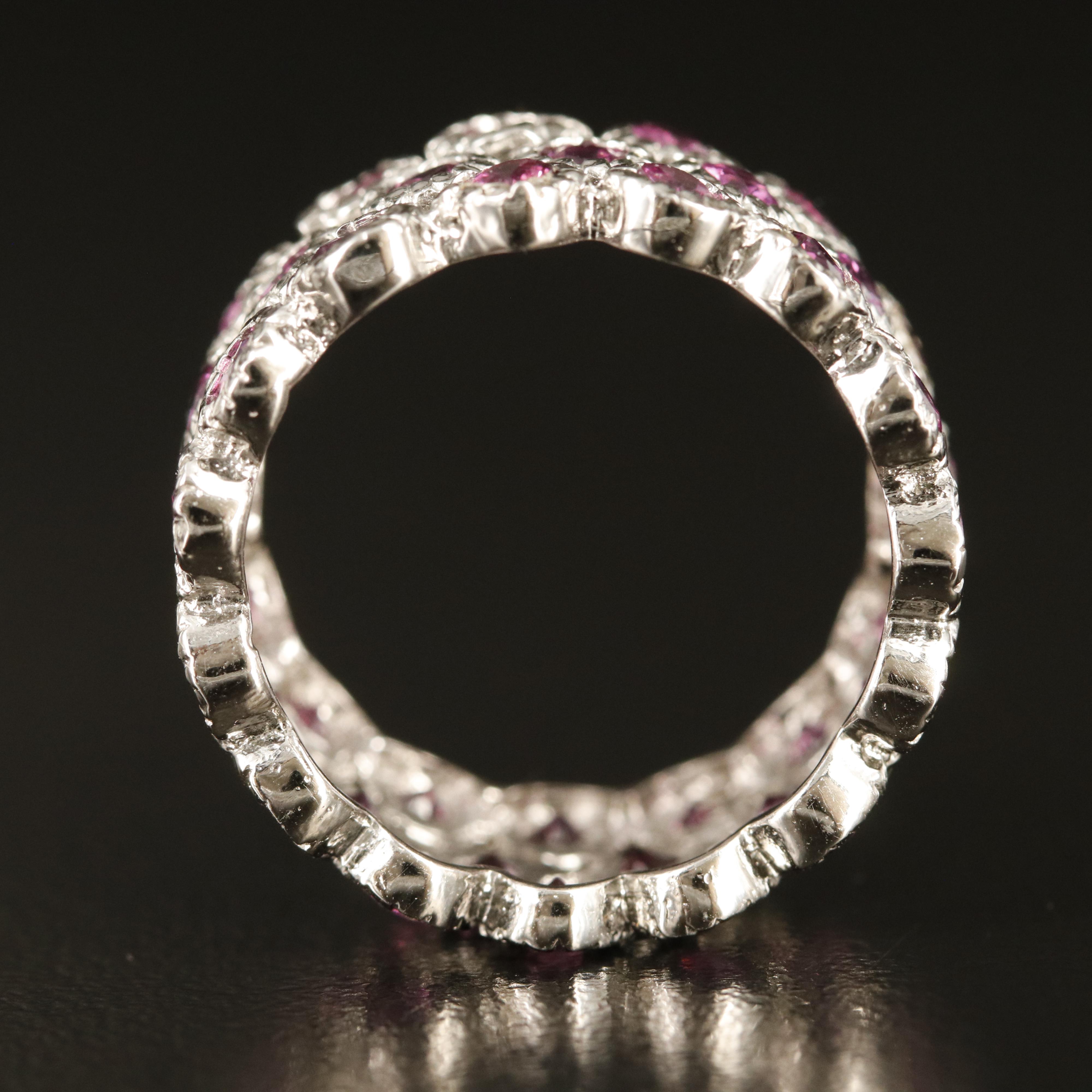 Sterling Rhodolite Garnet Eternity Band