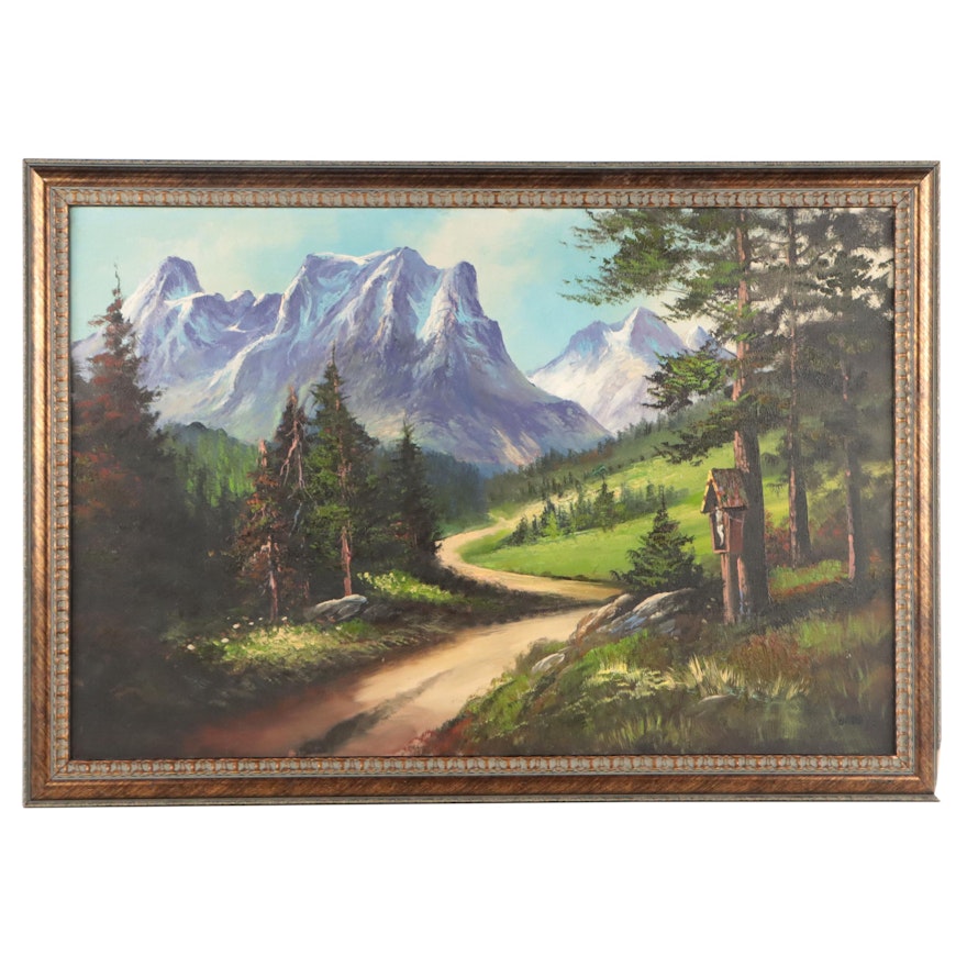 Oil Painting of Alpine Landscape, 1973