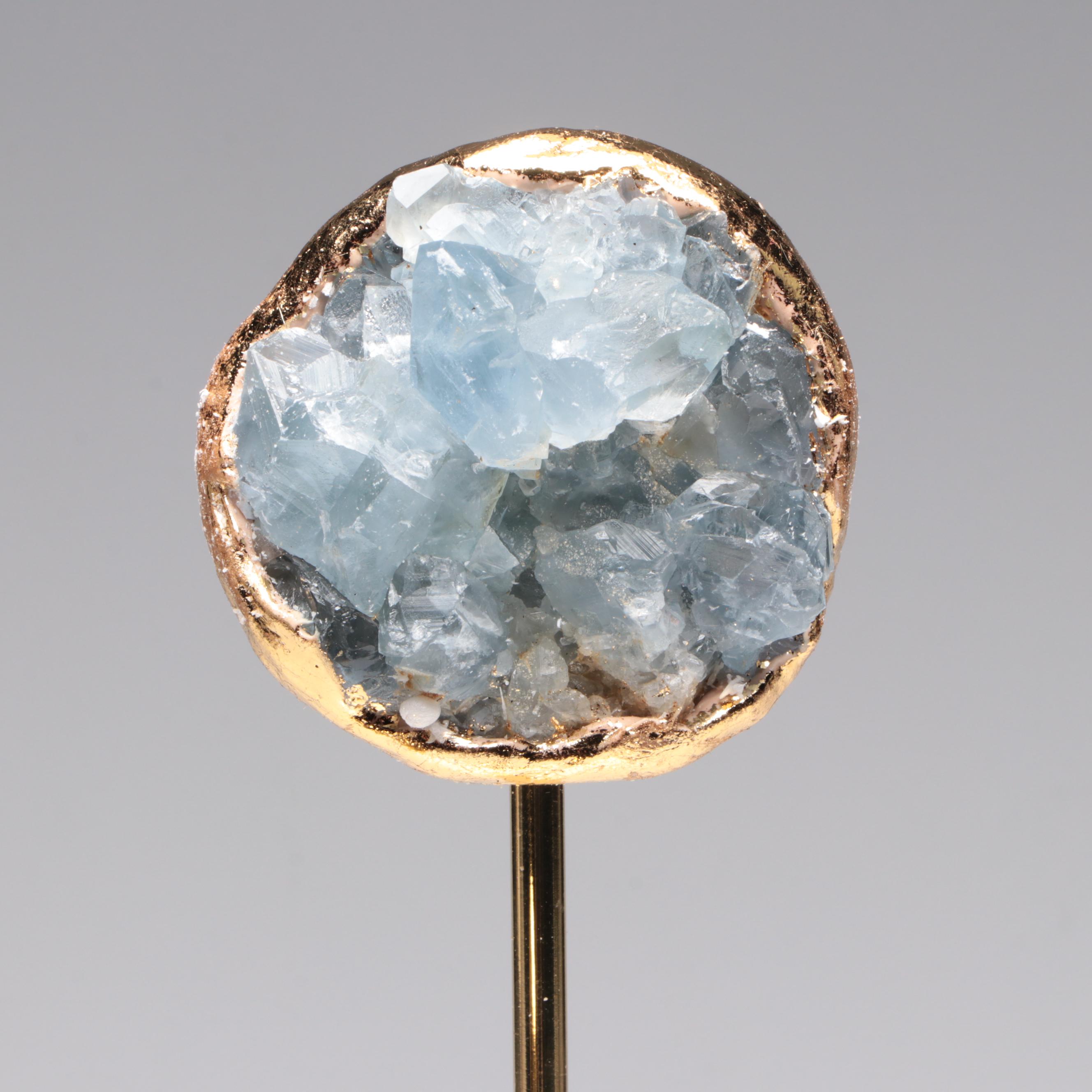 Geode Specimen Sculptures with Contemporary Acrylic and Brass Mounts