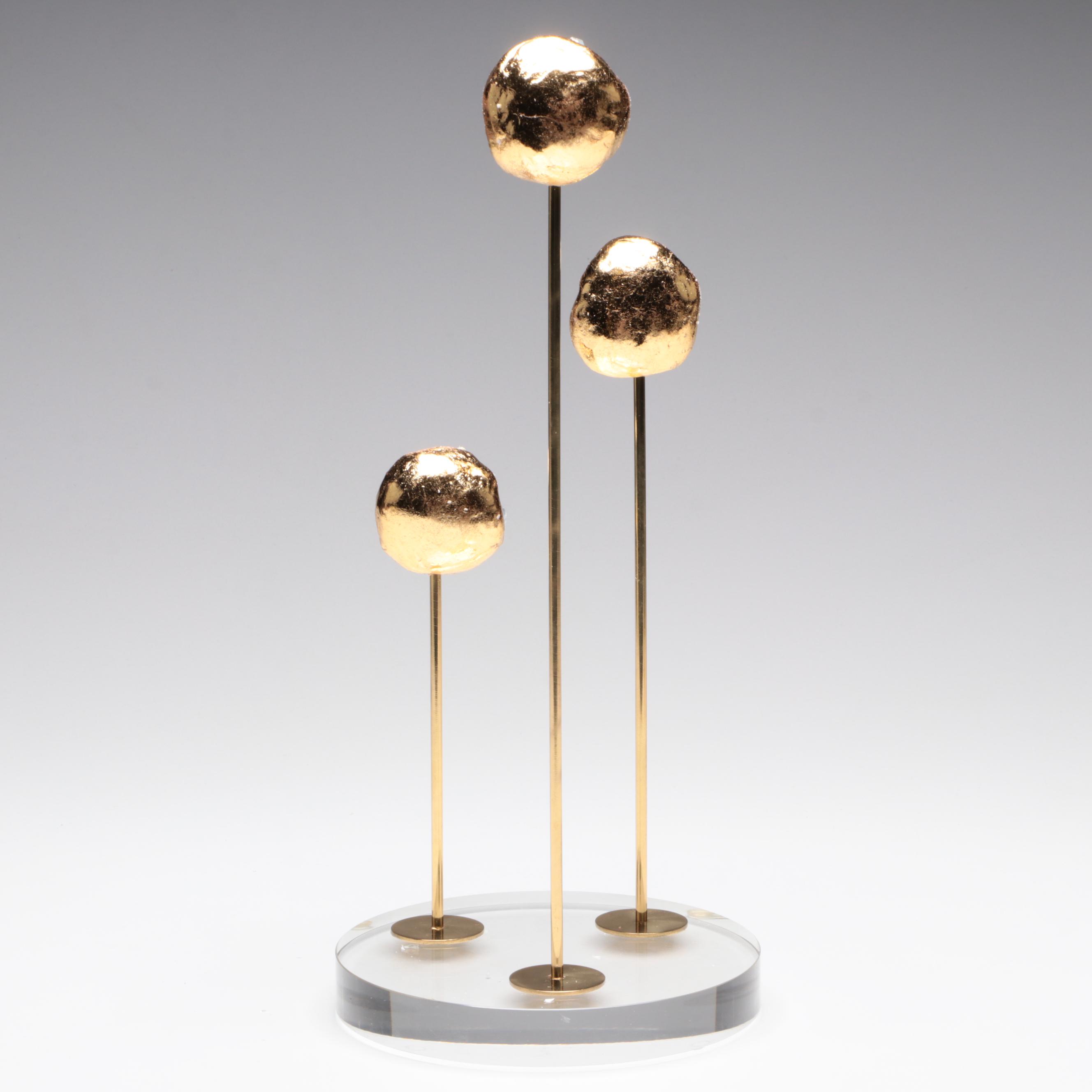 Geode Specimen Sculptures with Contemporary Acrylic and Brass Mounts