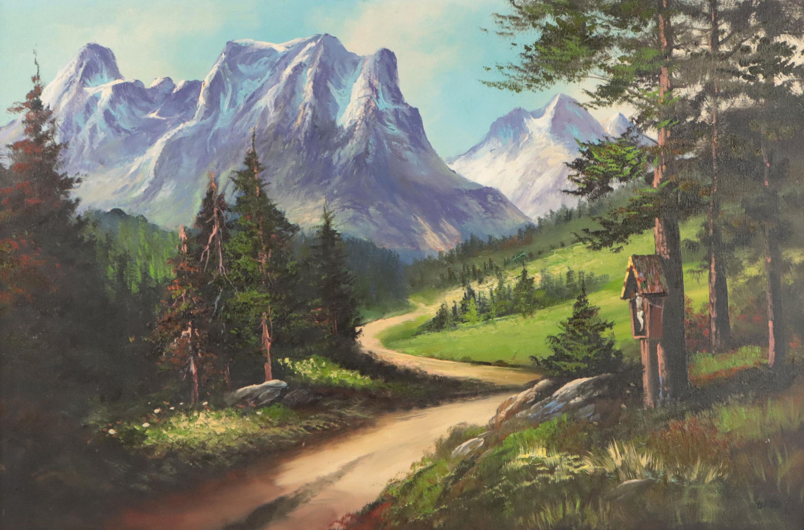 Oil Painting of Alpine Landscape, 1973