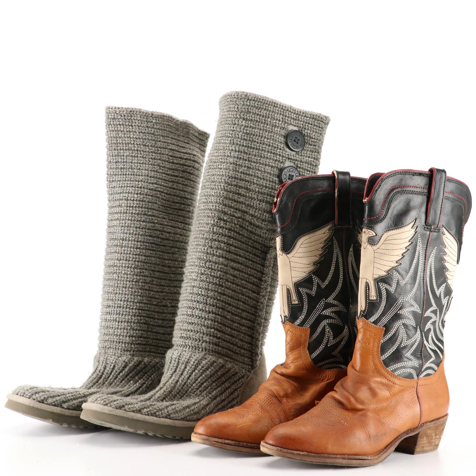 Ugg Stocking Knit Boots and Sam Edelman Western Boots
