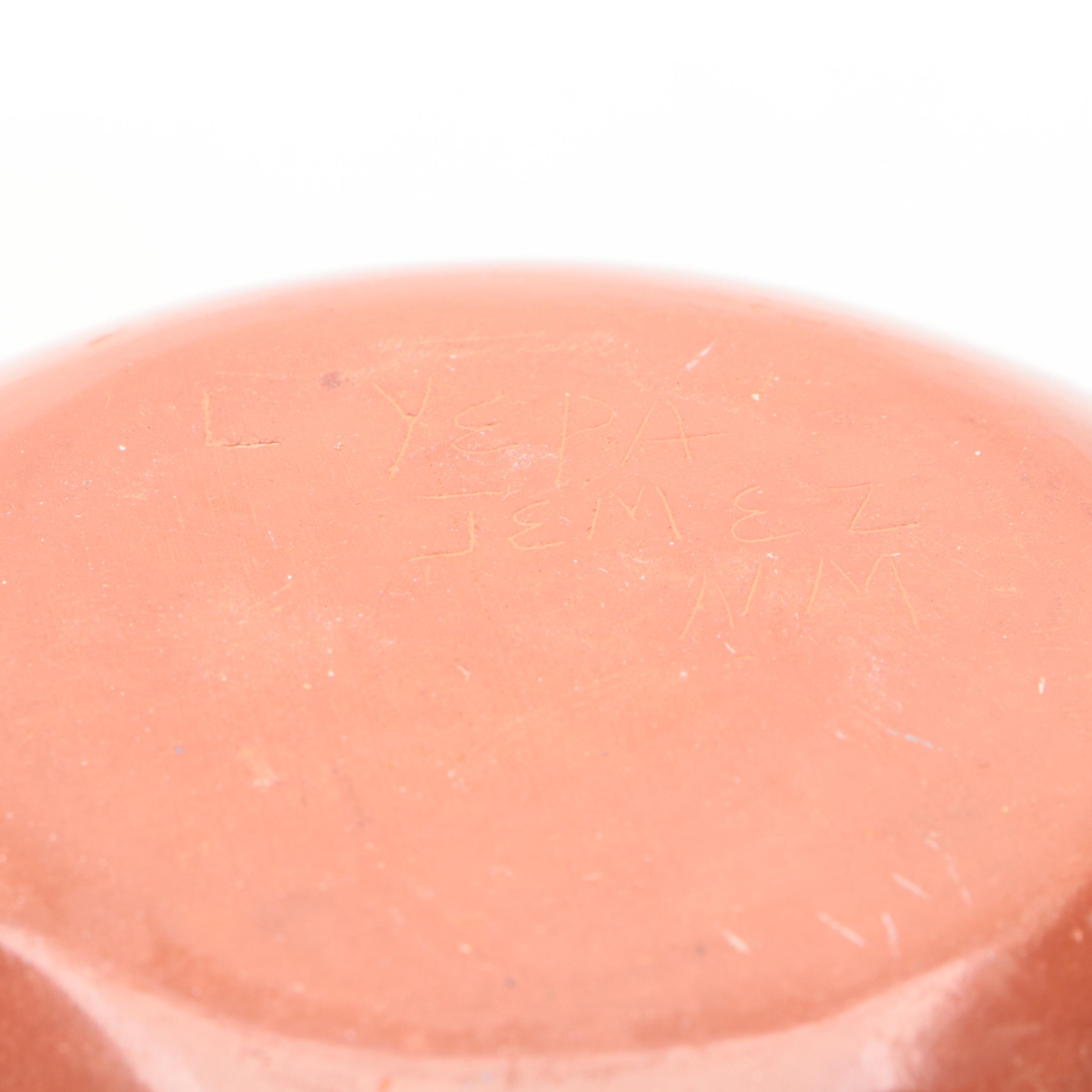 L. Yepa Signed Jemez Pueblo Sunface and Corn Sgraffito Pottery Seed Jar