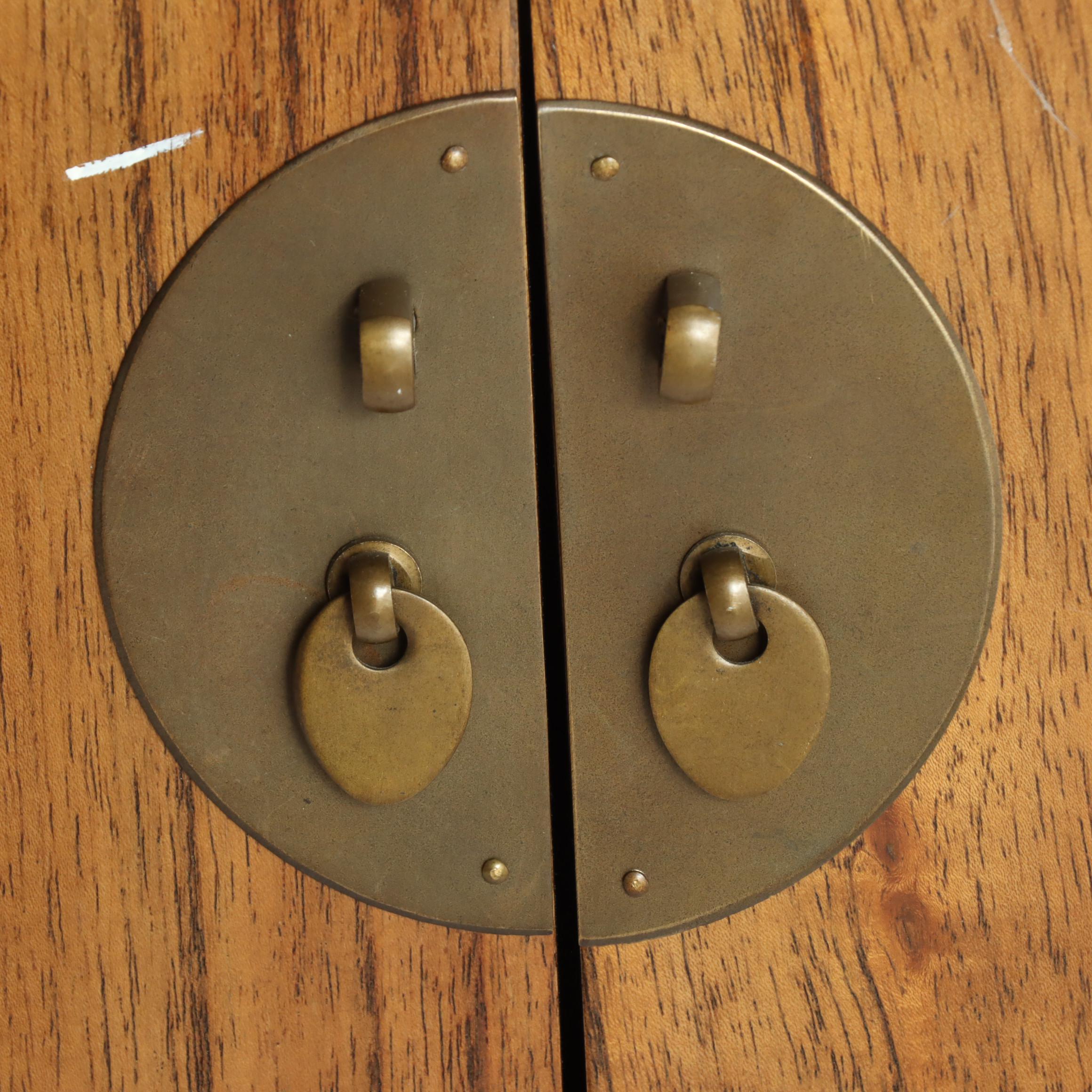 Chinese Elm Side Table and Cabinet