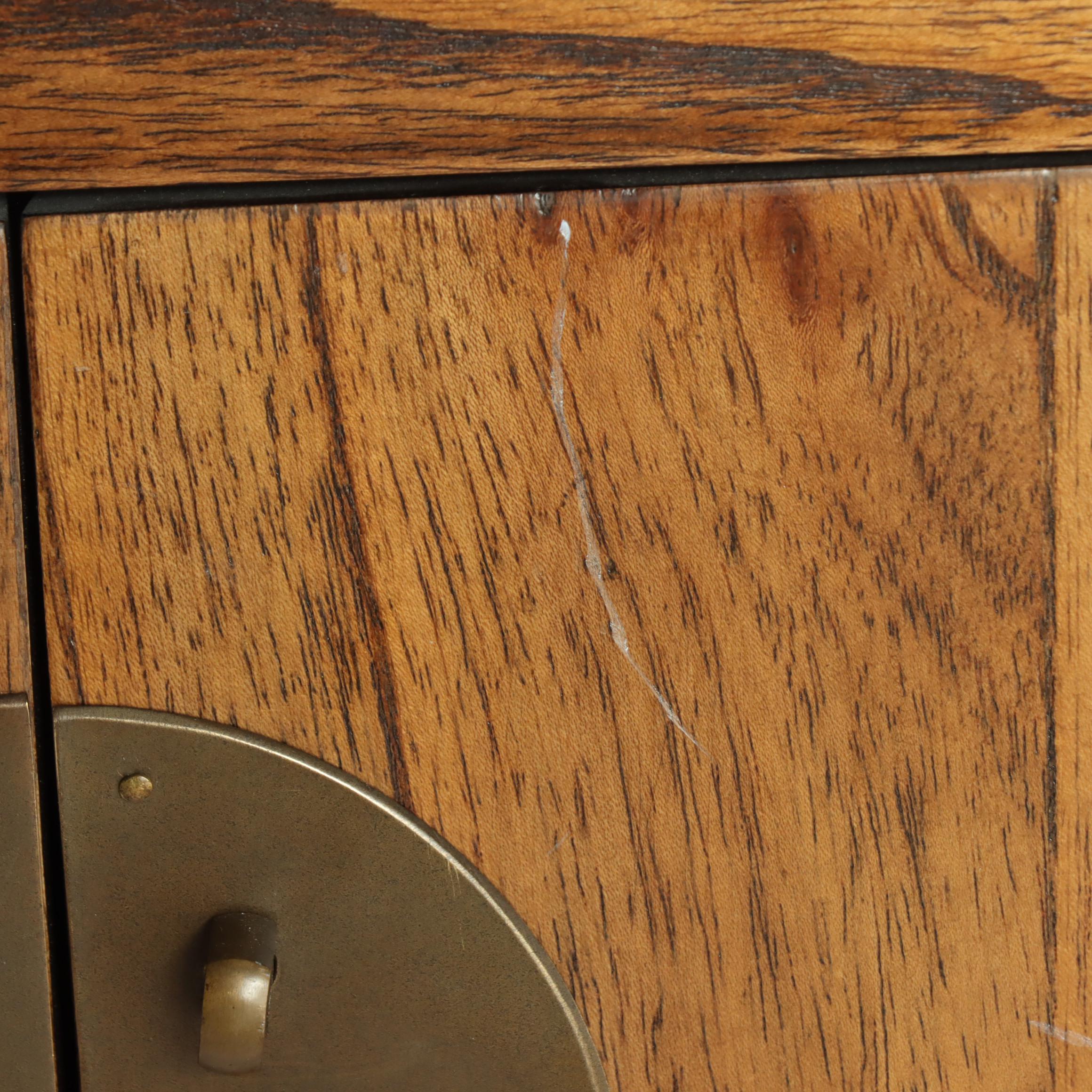 Chinese Elm Side Table and Cabinet