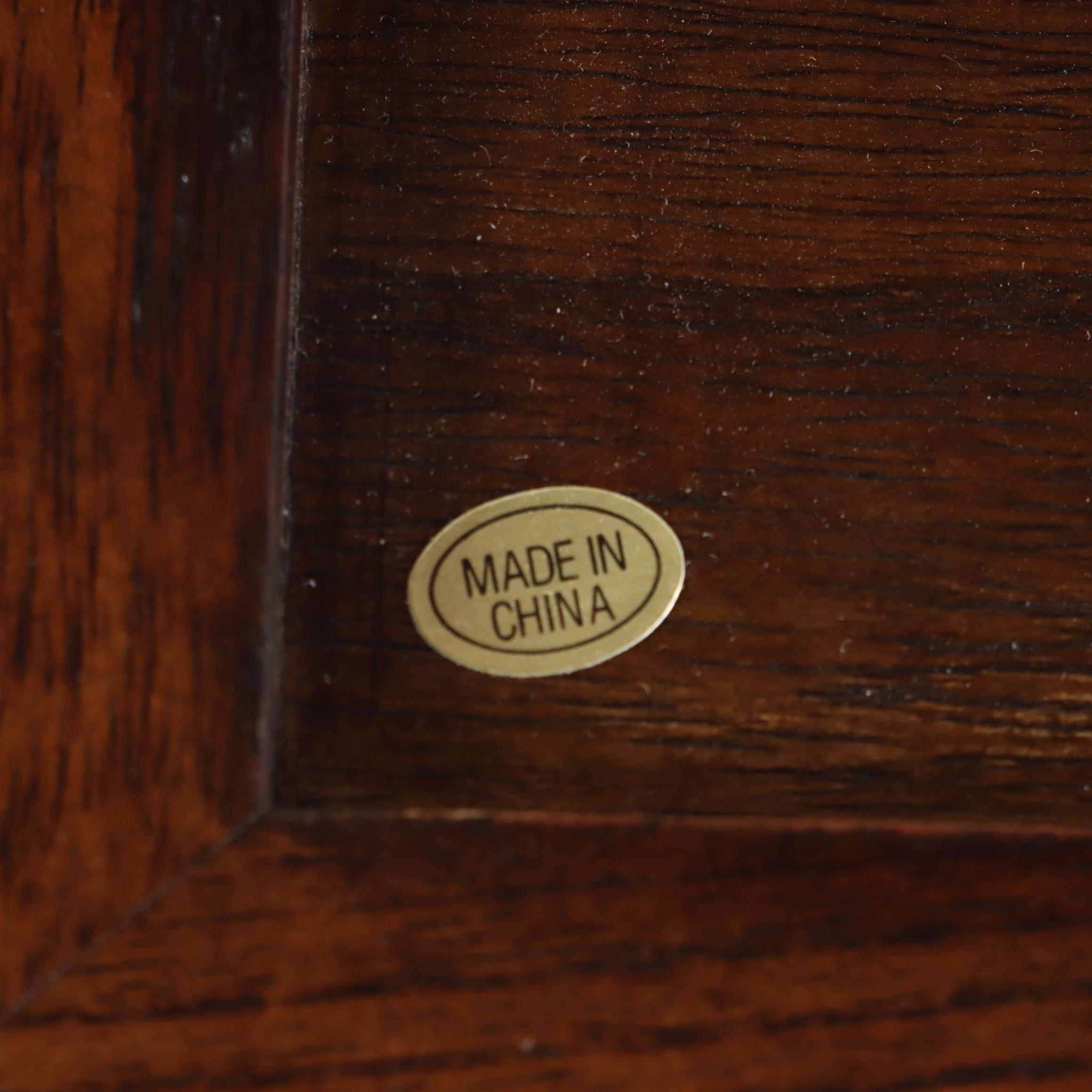 Chinese Elm Side Table and Cabinet