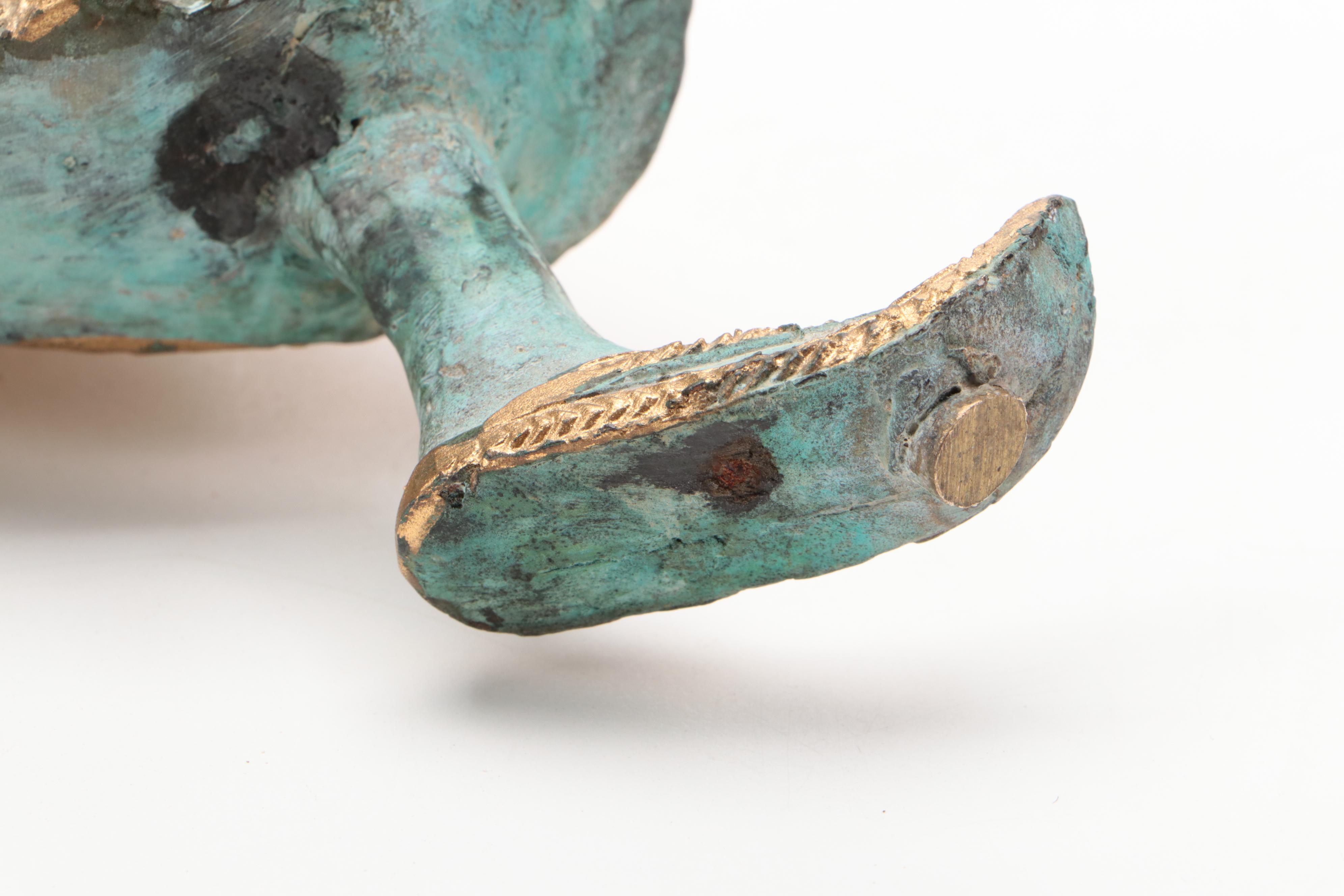 Thai Apsara Dancer Gilt and Patinated Bronze Figurine