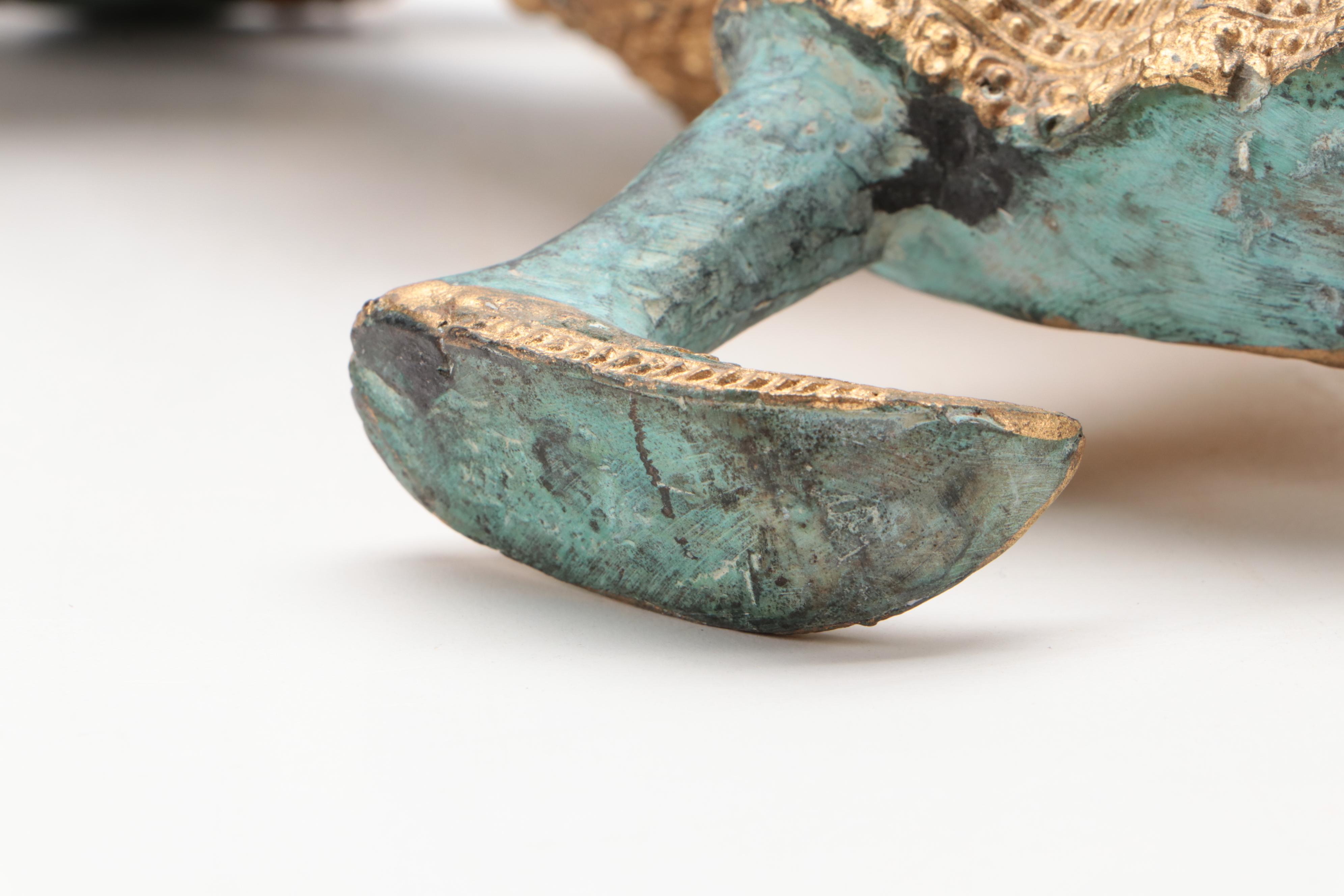 Thai Apsara Dancer Gilt and Patinated Bronze Figurine