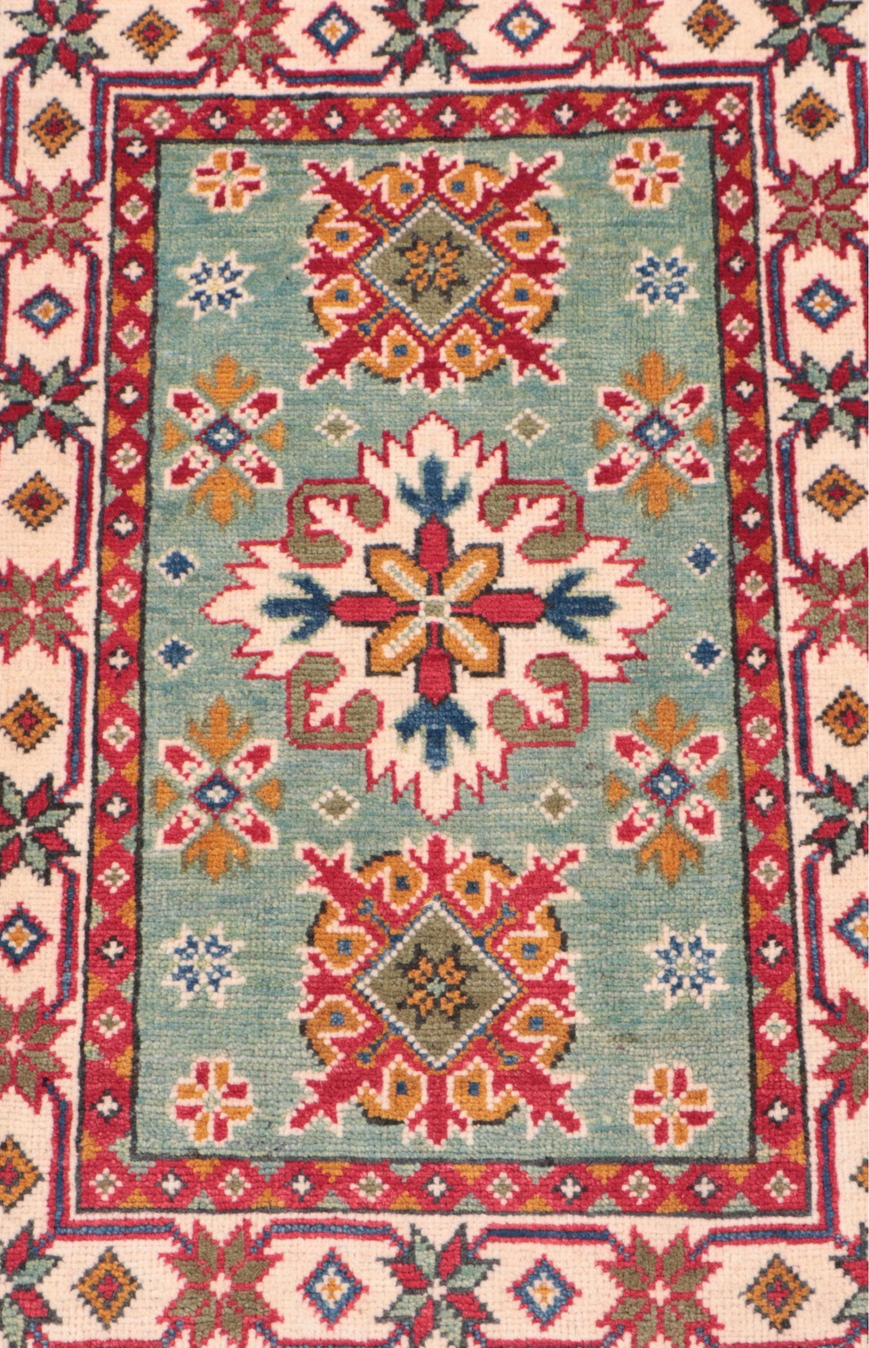 2' x 3' Hand-Knotted Indo-Caucasian Kazak Accent Rug