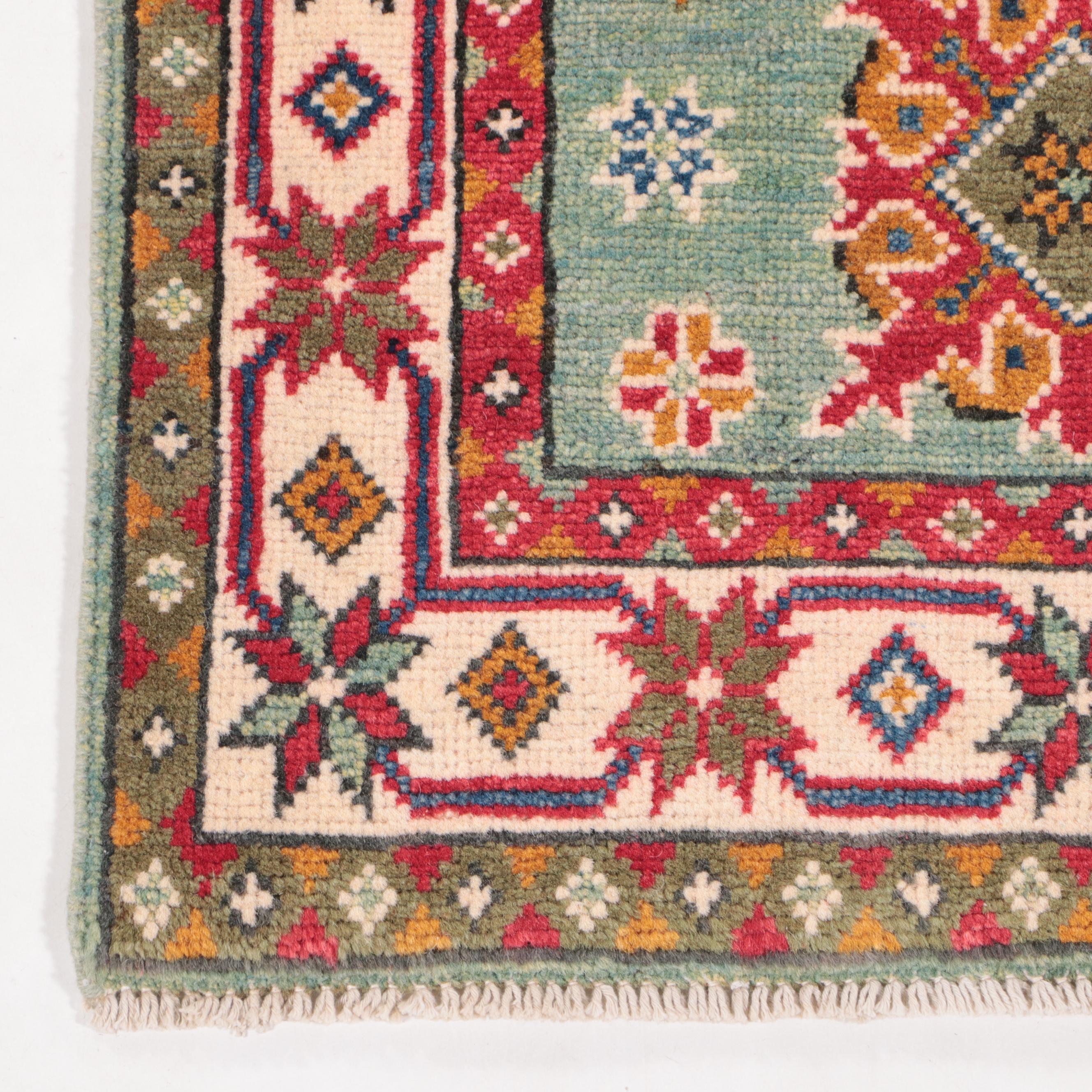 2' x 3' Hand-Knotted Indo-Caucasian Kazak Accent Rug