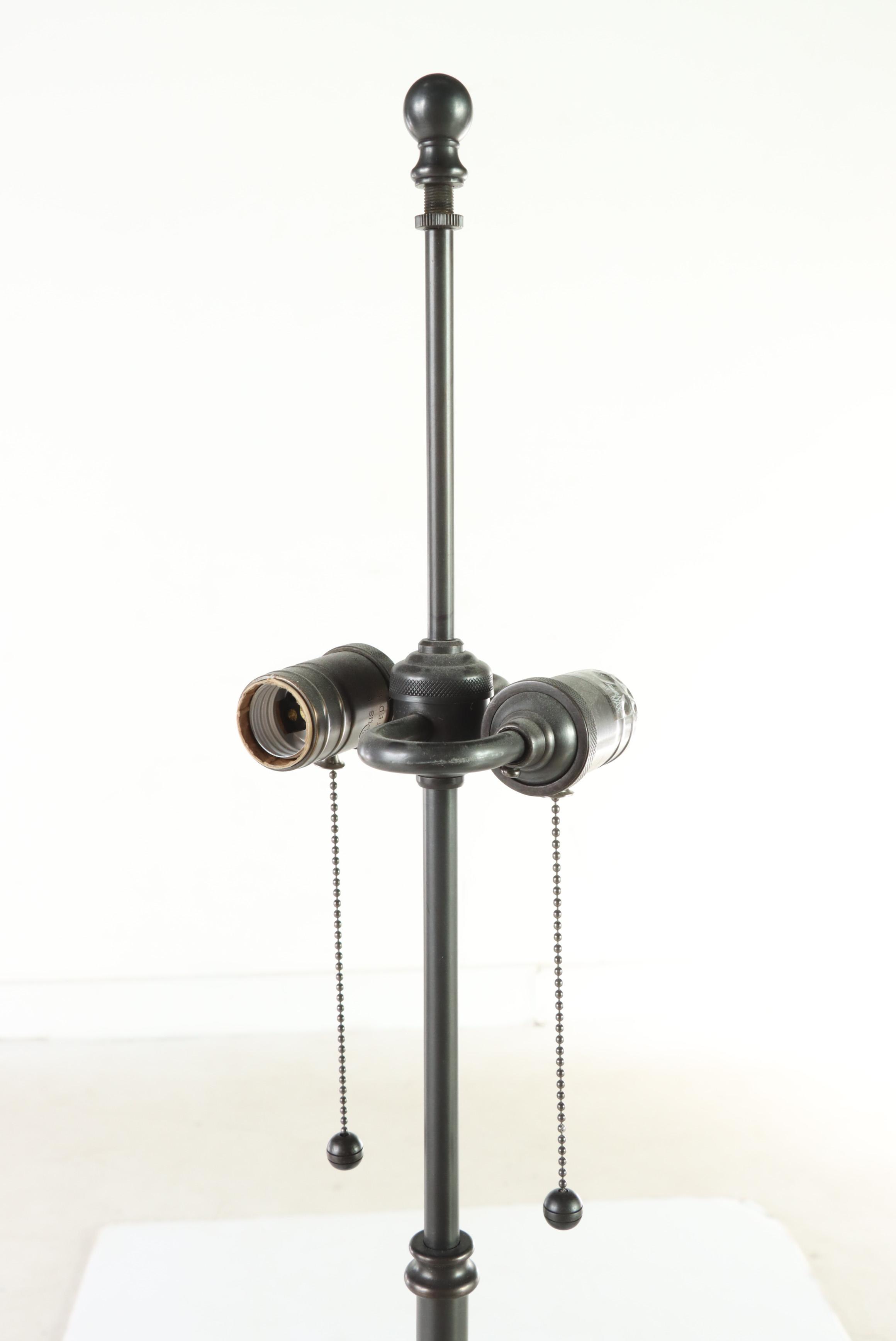 Mission Style Black Iron Floor Lamp With Mica Shade, Contemporary