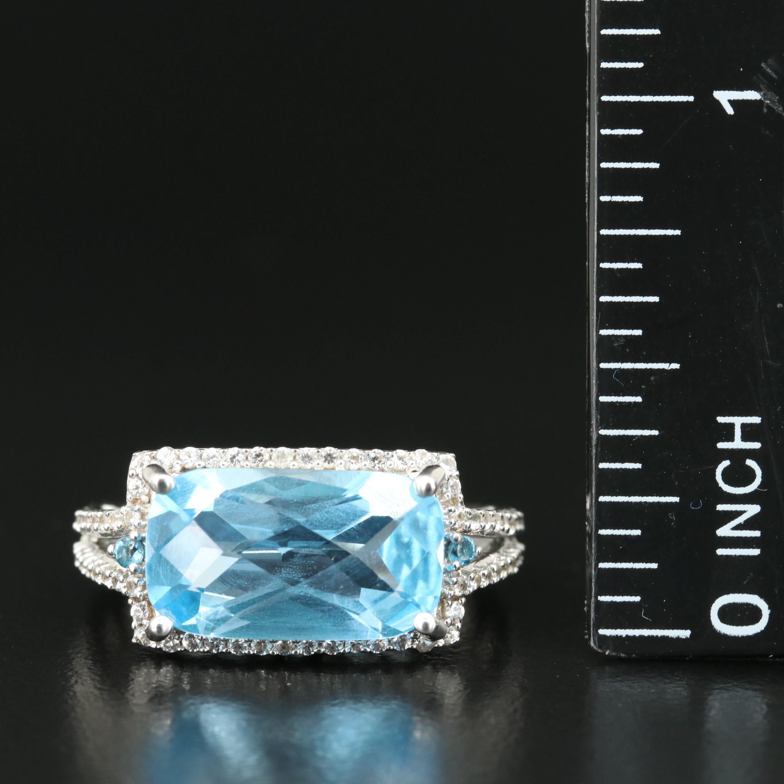 Sterling Swiss Blue Topaz and Sapphire Ring