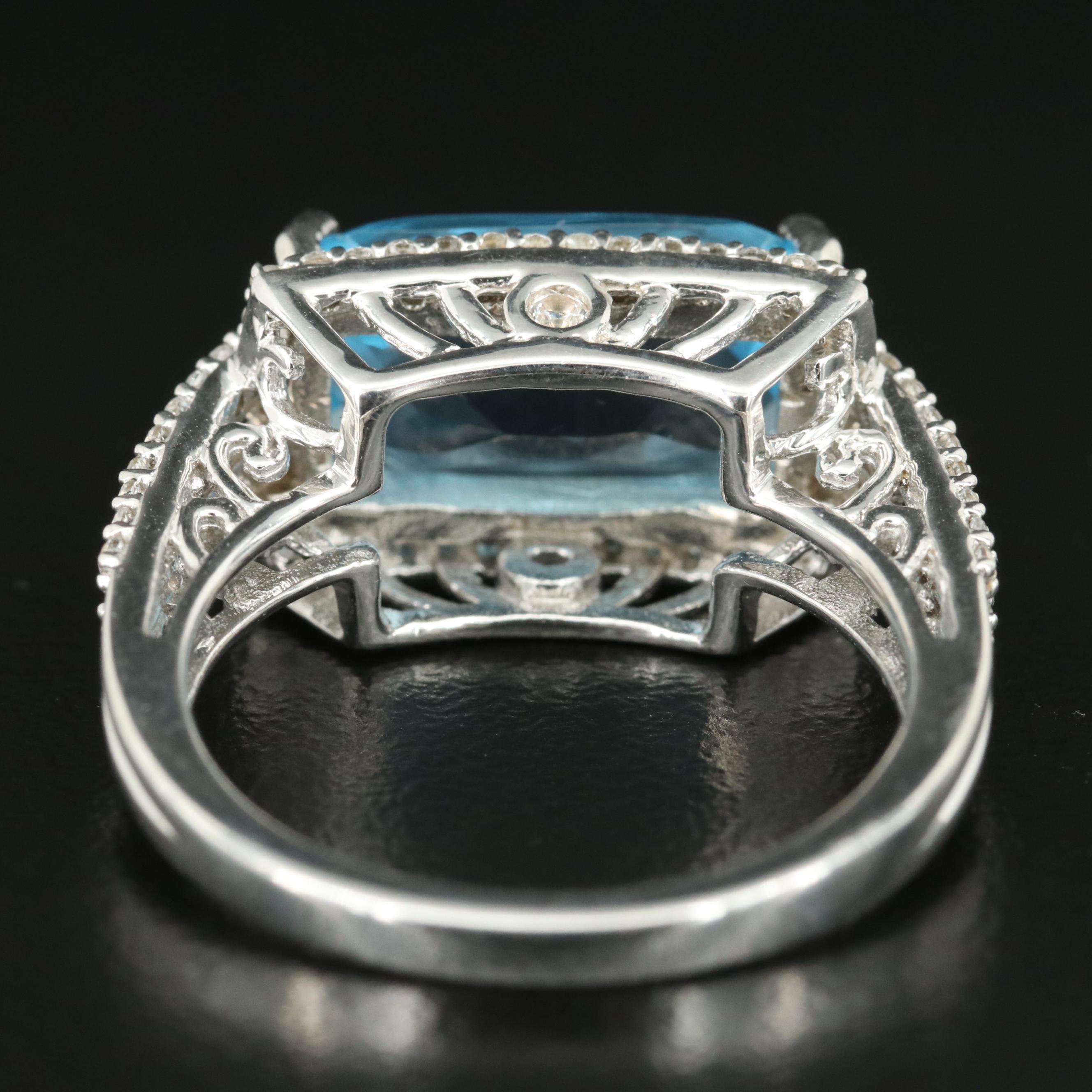 Sterling Swiss Blue Topaz and Sapphire Ring