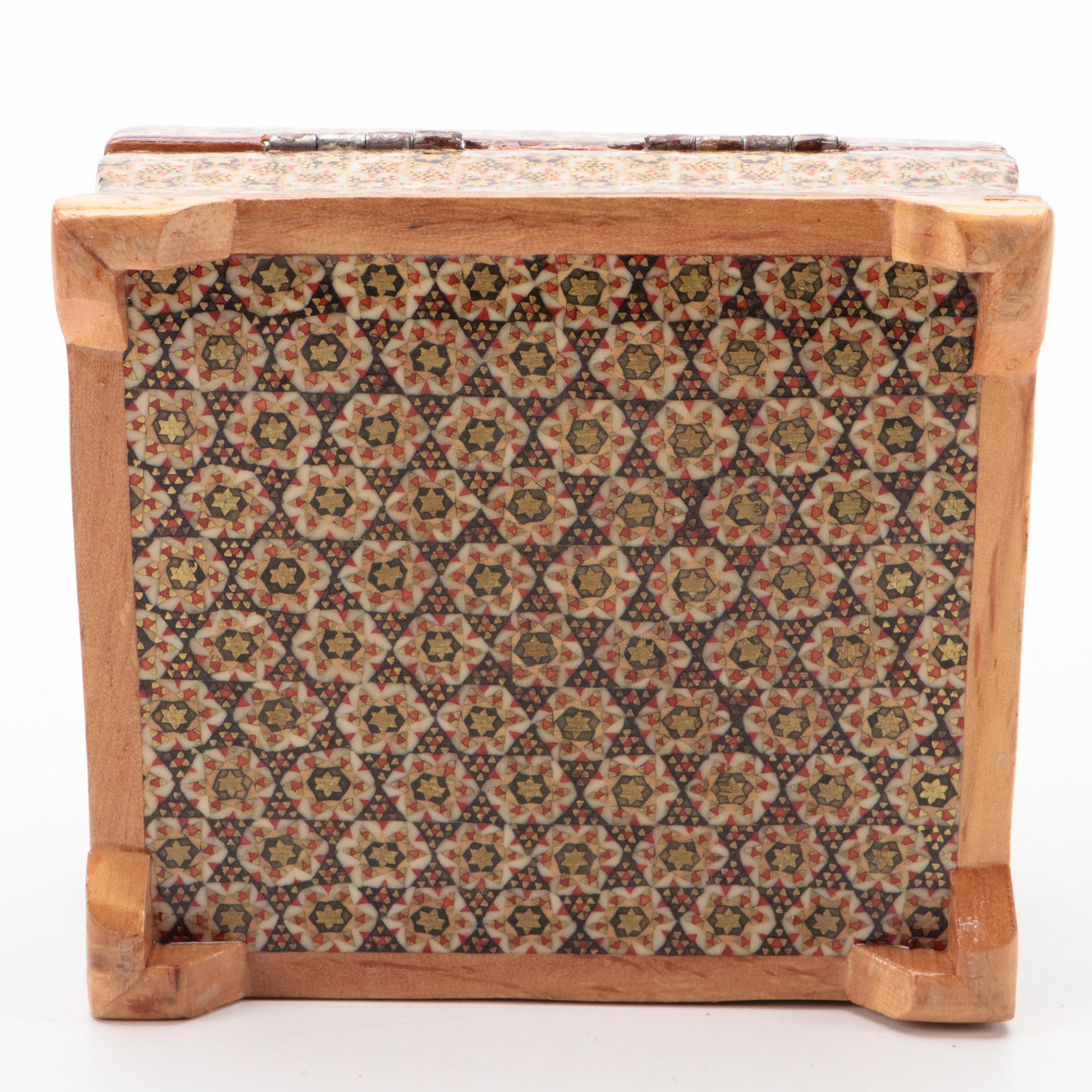 Persian Hand-Painted Khatam Marquetry Box and Other Trinket Boxes