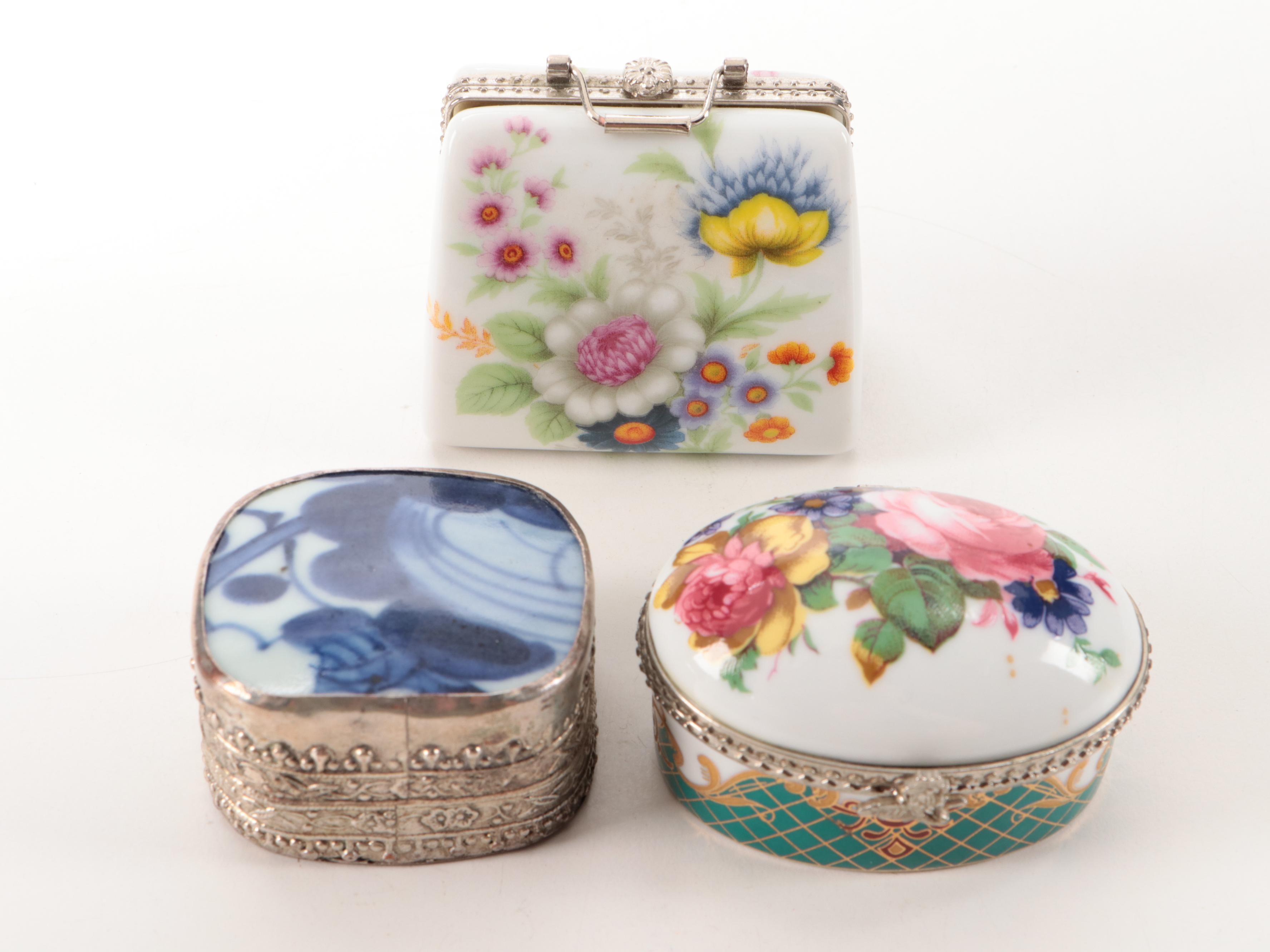 Persian Hand-Painted Khatam Marquetry Box and Other Trinket Boxes