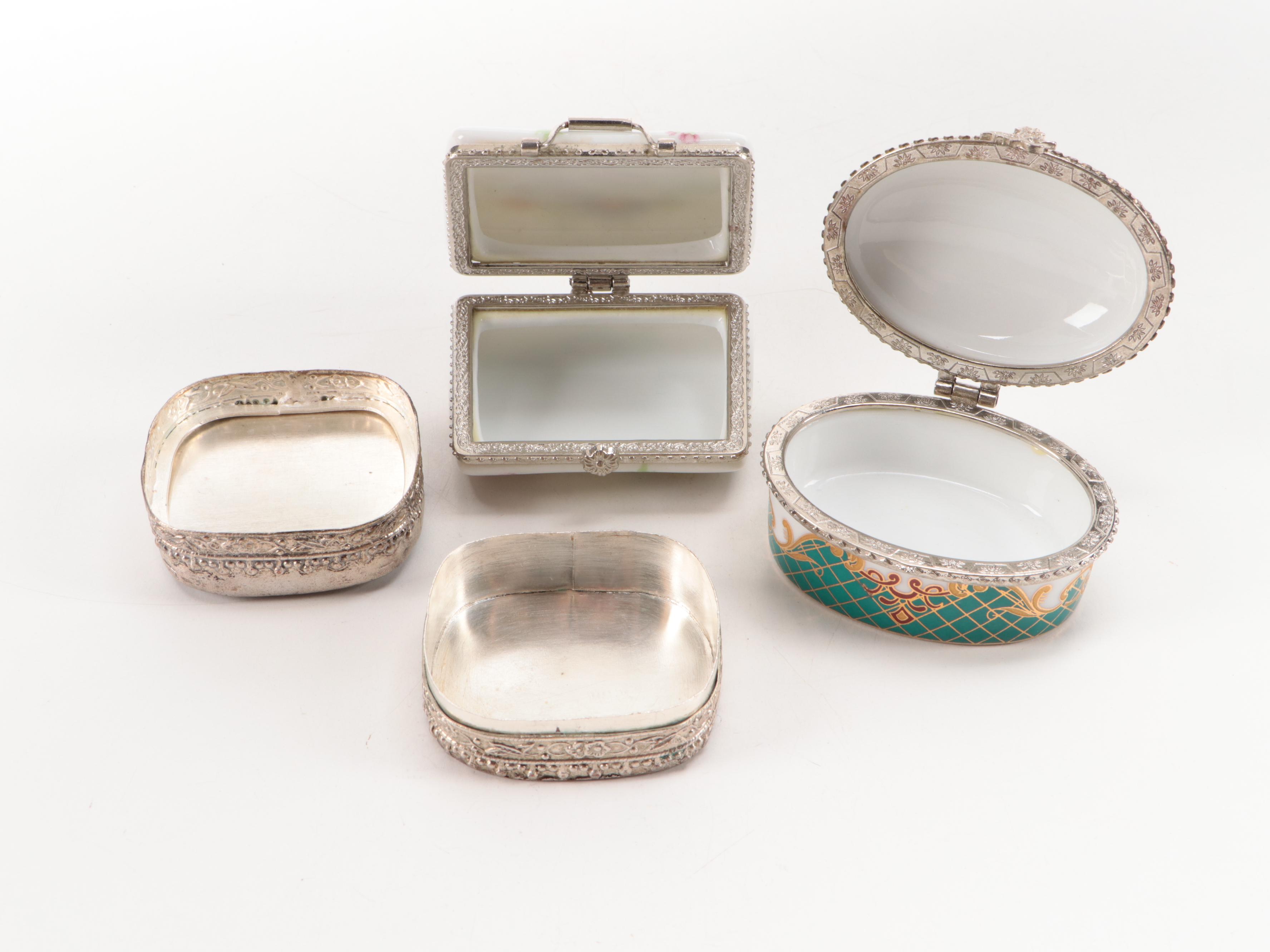 Persian Hand-Painted Khatam Marquetry Box and Other Trinket Boxes