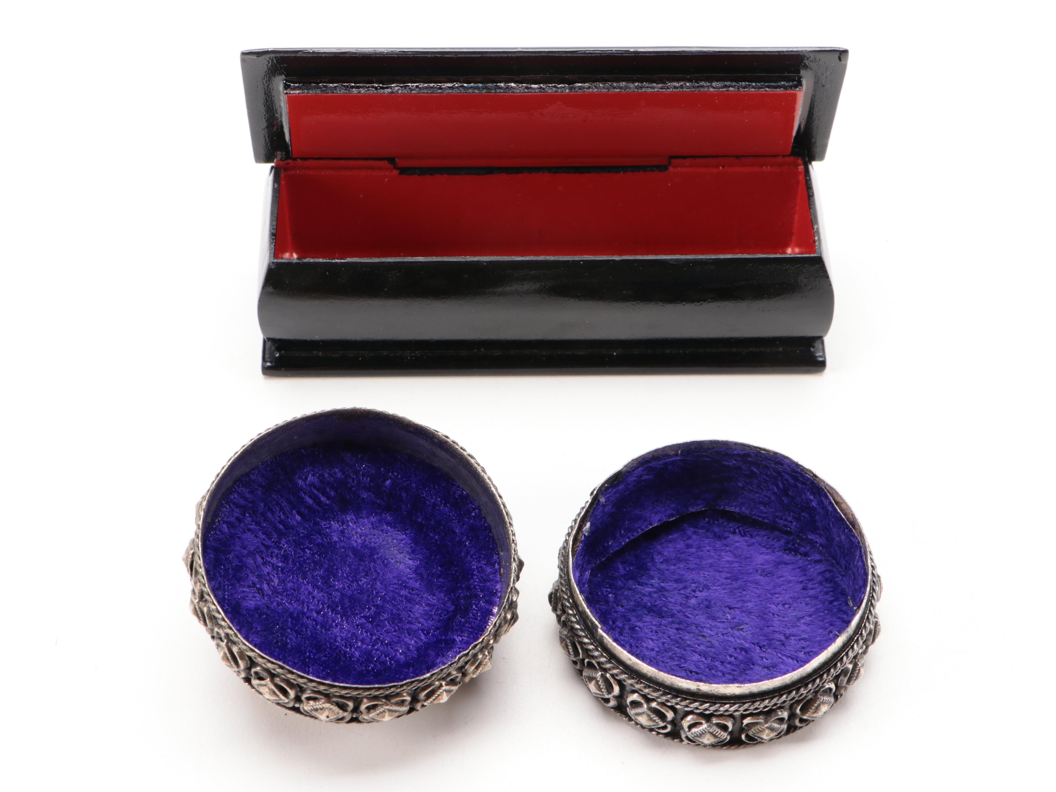 Persian Hand-Painted Khatam Marquetry Box and Other Trinket Boxes