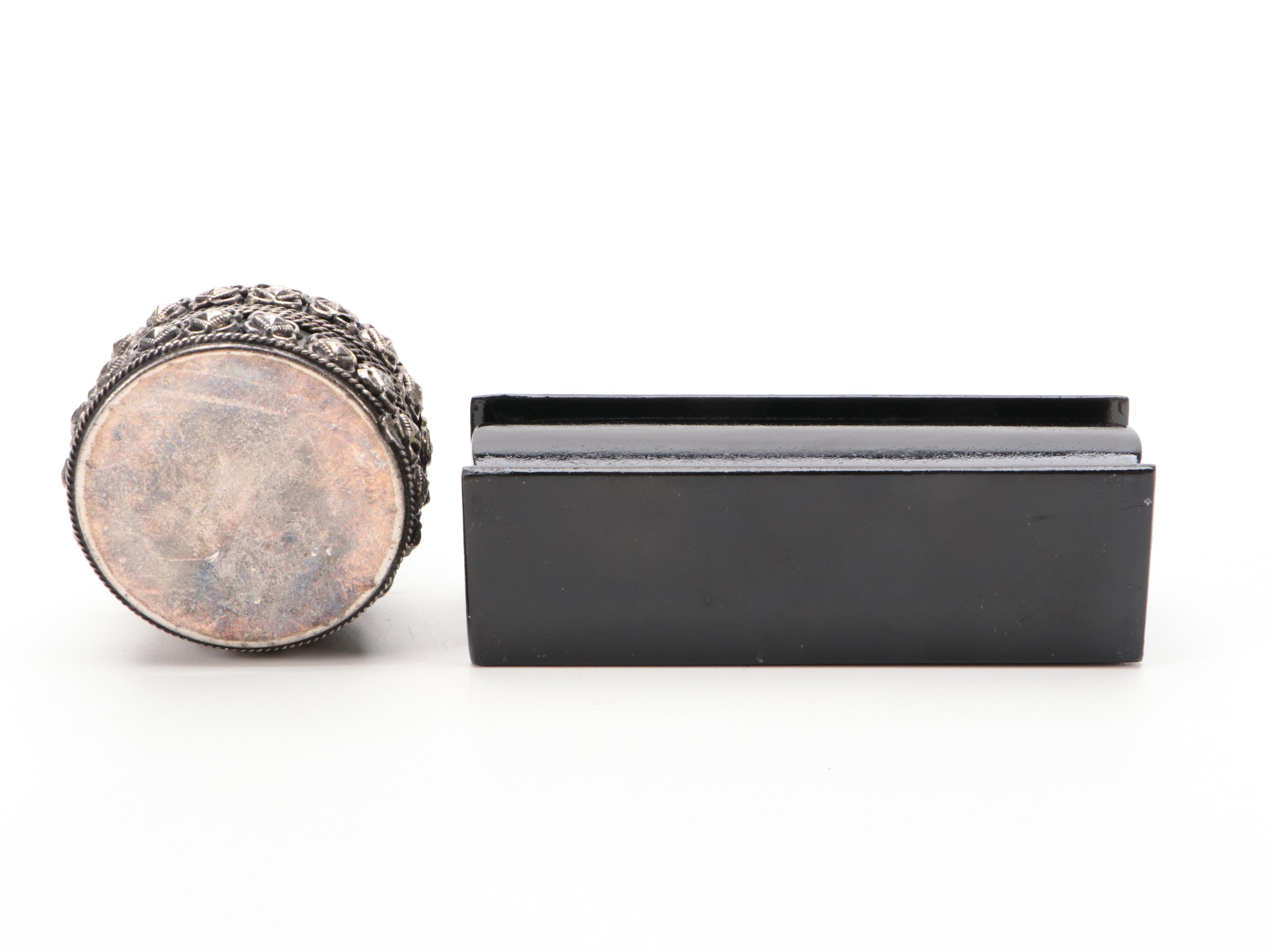 Persian Hand-Painted Khatam Marquetry Box and Other Trinket Boxes