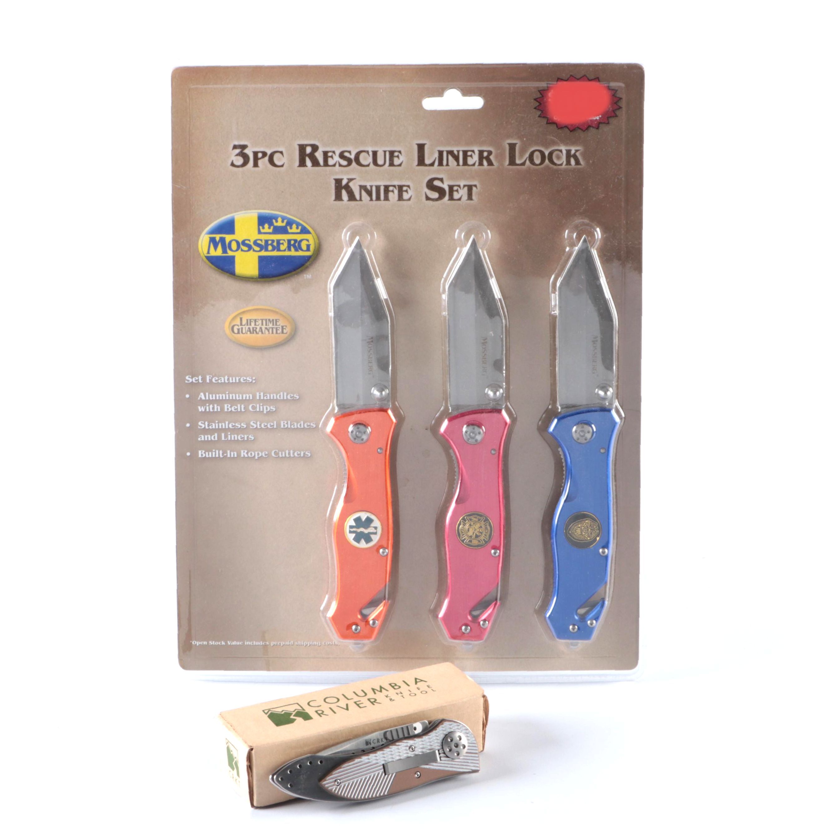 Mossberg 3pc Rescue Liner Knife Set with Columbia River Pocket Knife