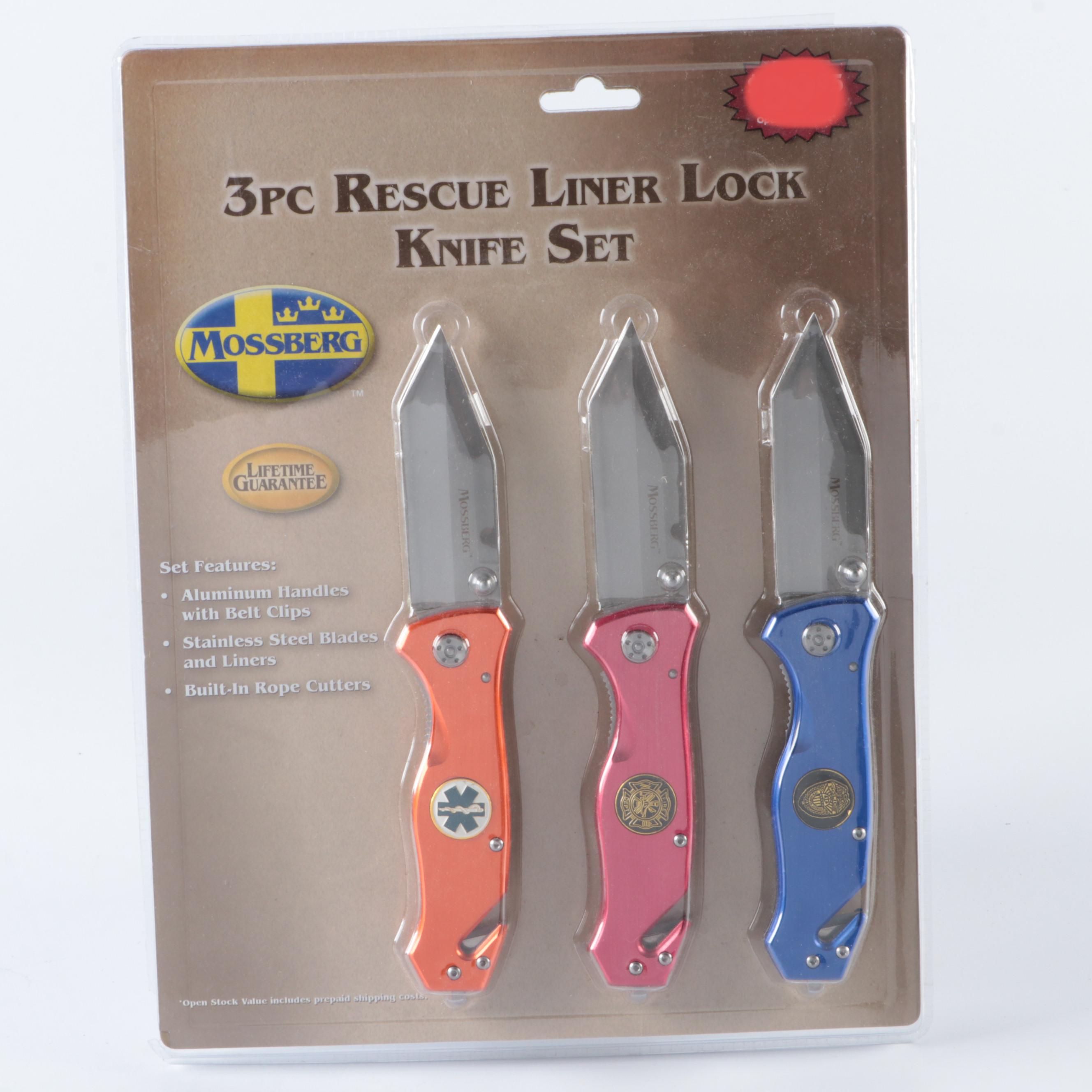 Mossberg 3pc Rescue Liner Knife Set with Columbia River Pocket Knife