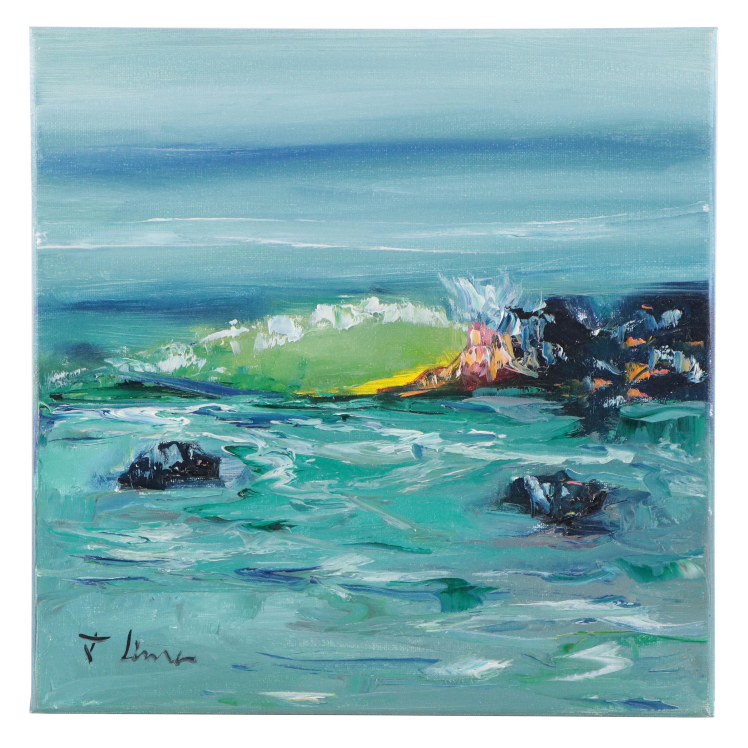 José M. Lima Seascape Oil Painting, 21st Century