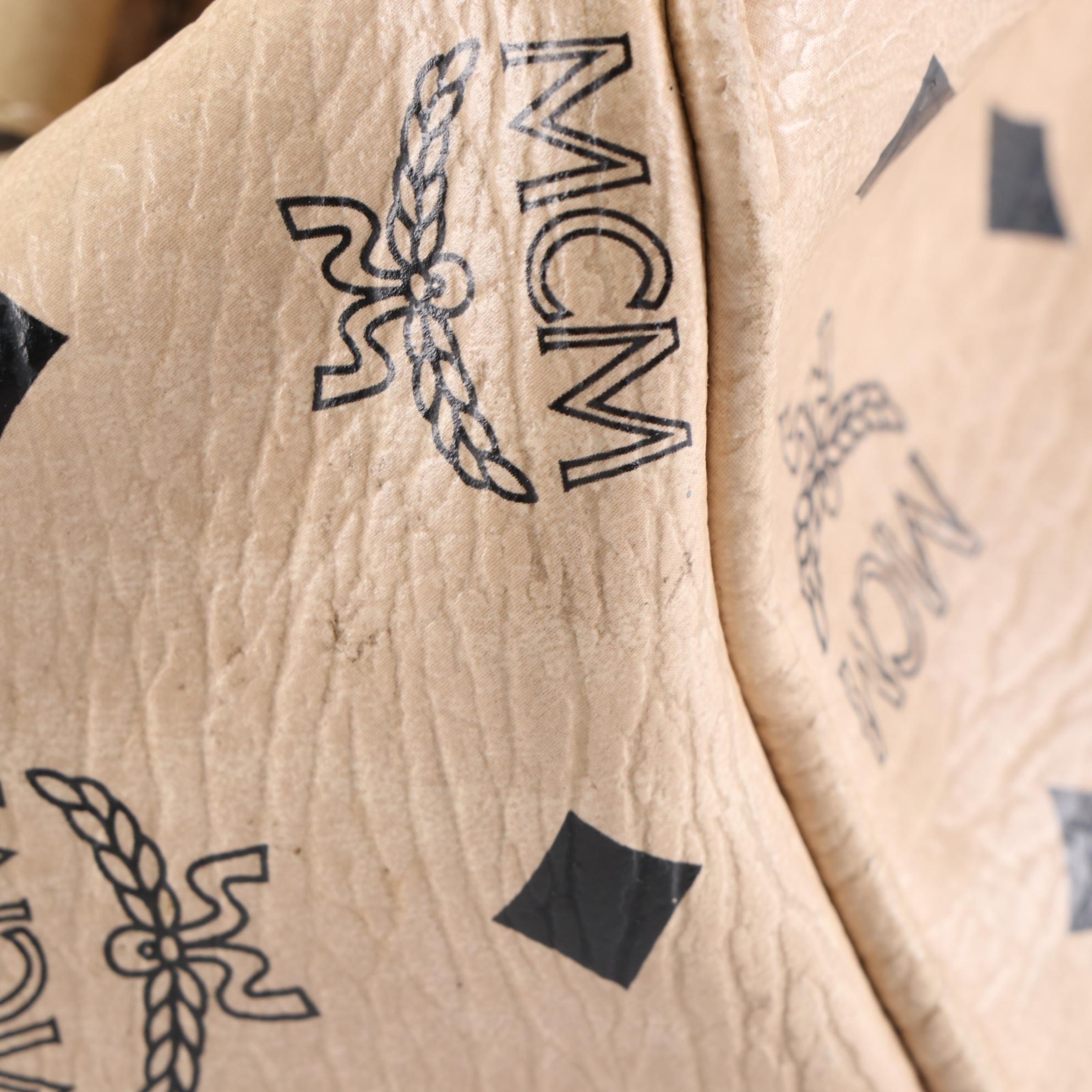 MCM Small Stark Backpack in Beige Studded Visetos