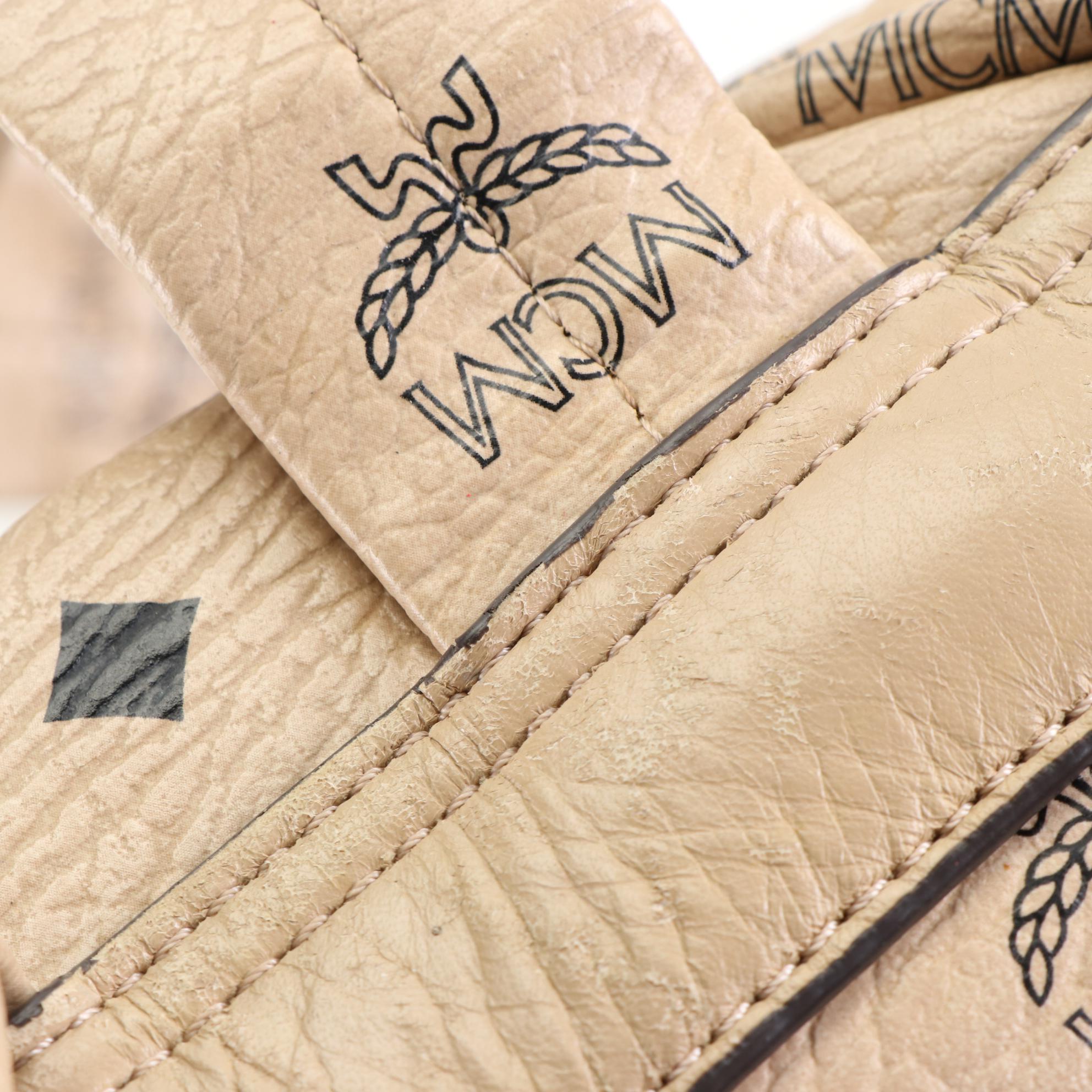 MCM Small Stark Backpack in Beige Studded Visetos