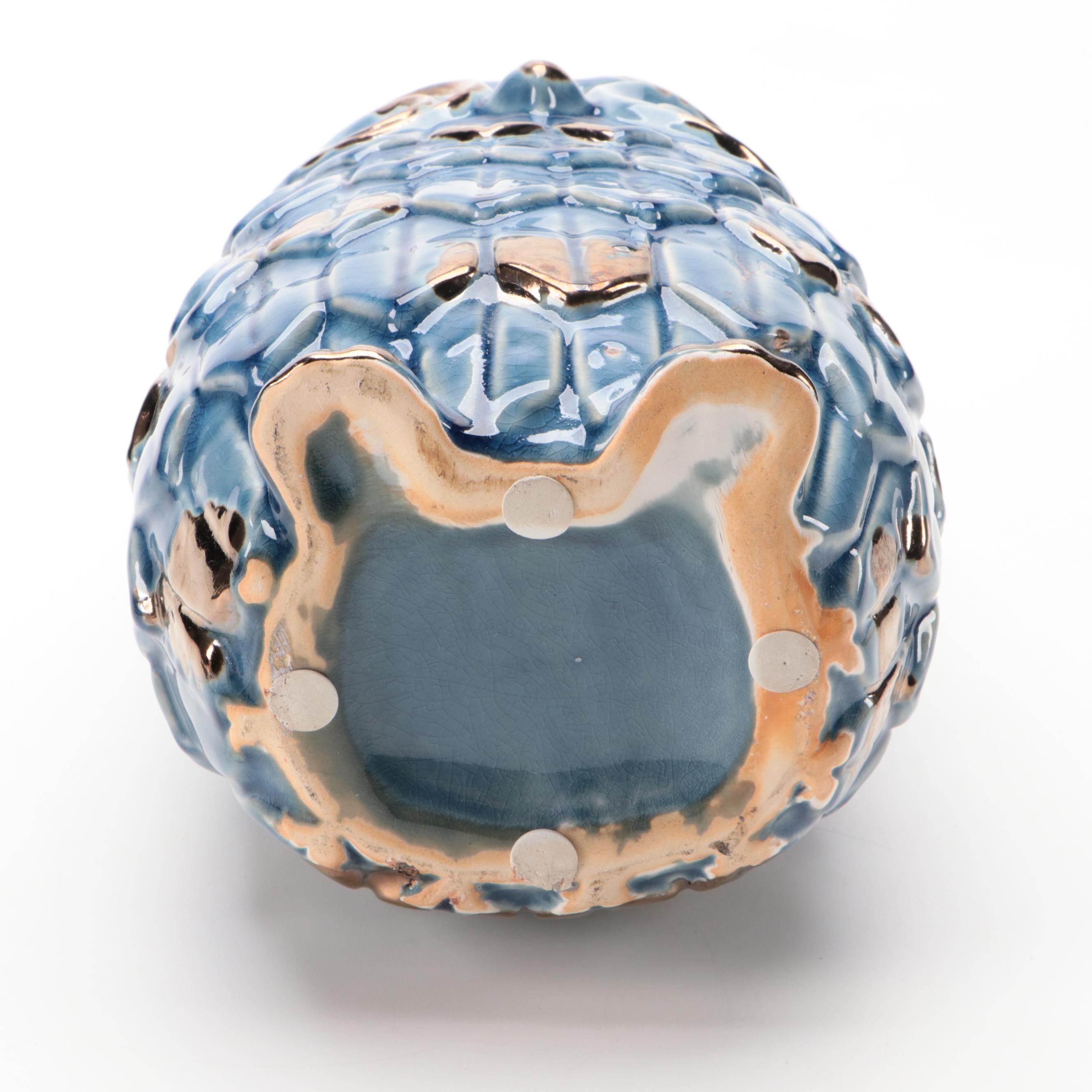 Ceramic Owl Vase and West German Patinated Metal Look Ceramic Deer Figurines