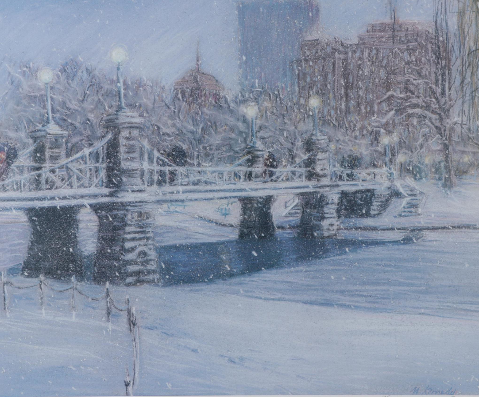 Michele Kennedy Offset Lithograph "Snowy Night, Boston," Circa 2000