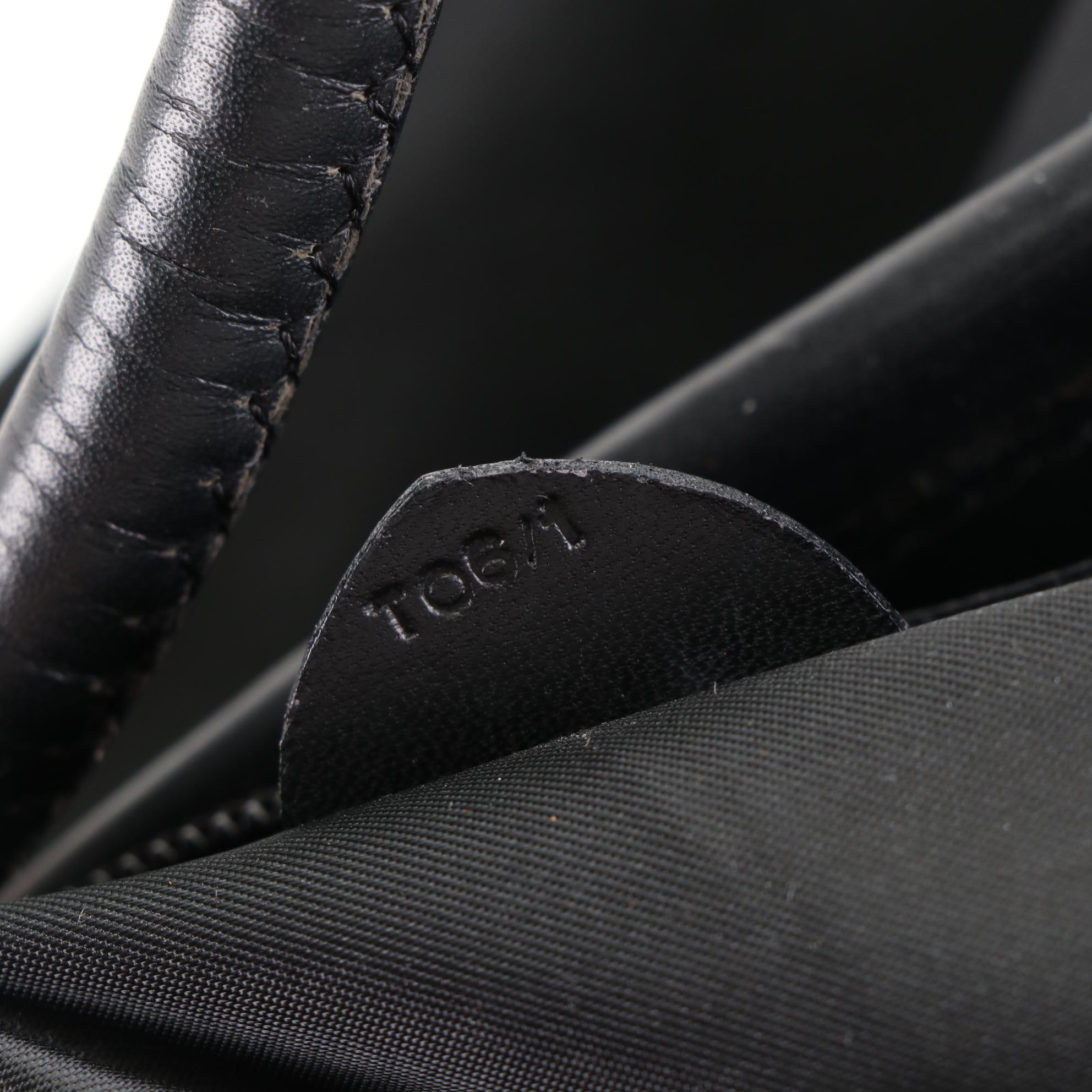 Celine Shoulder Tote Bag in Black Nylon with Leather Trim