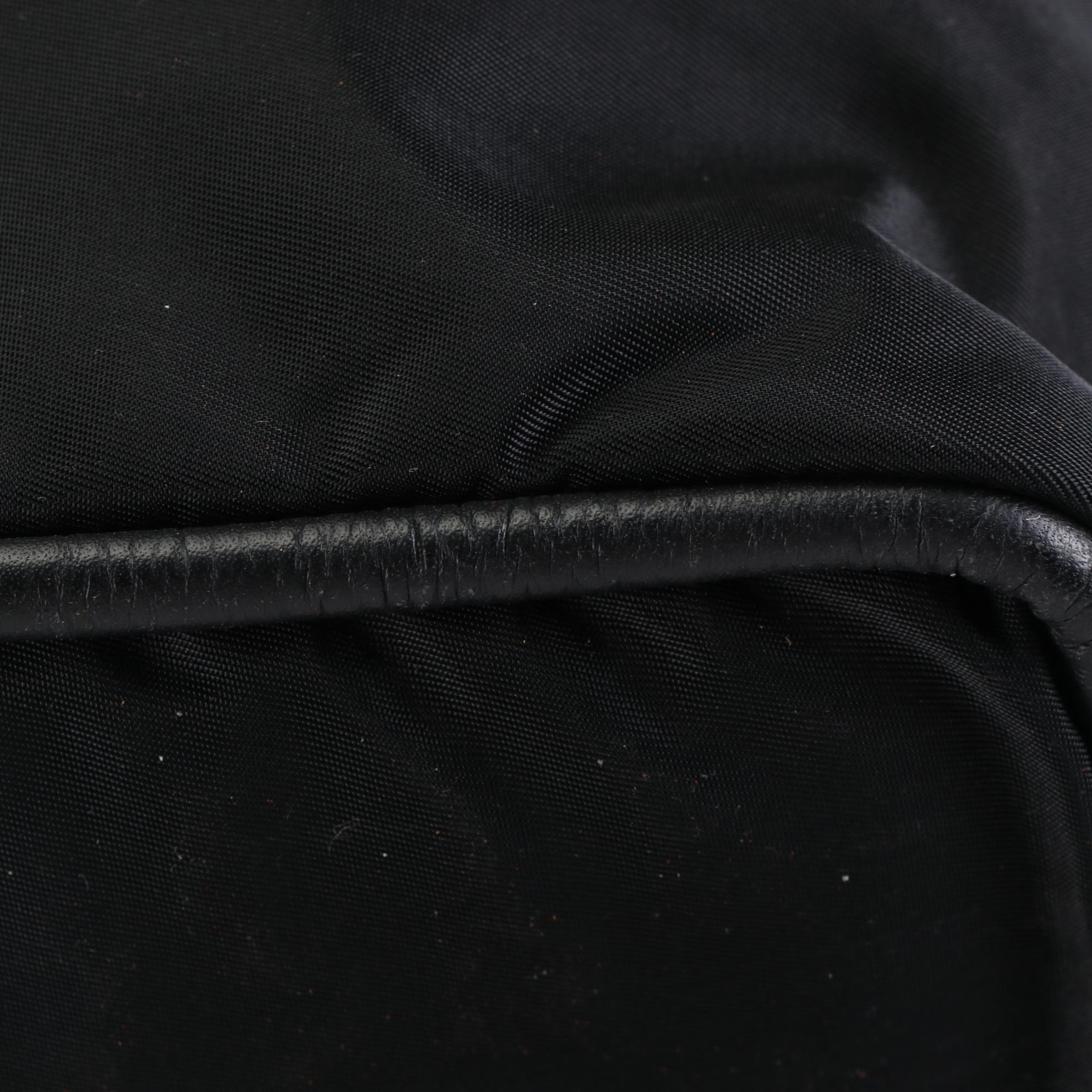 Celine Shoulder Tote Bag in Black Nylon with Leather Trim