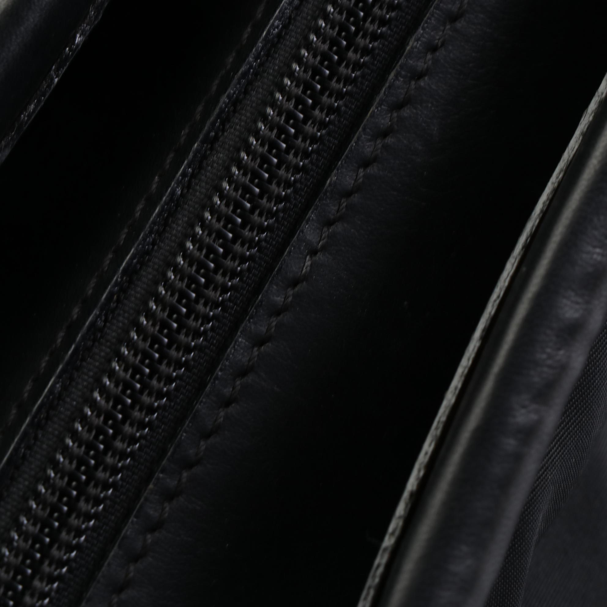 Celine Shoulder Tote Bag in Black Nylon with Leather Trim