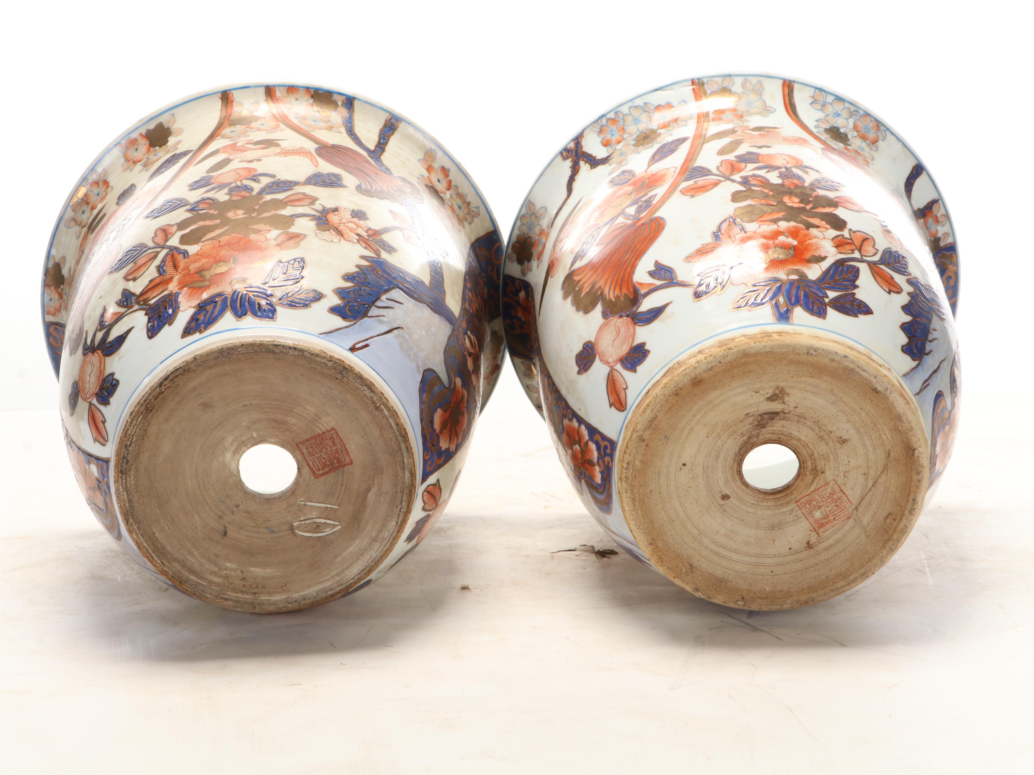 Pair of Chinese Imari Porcelain Planters