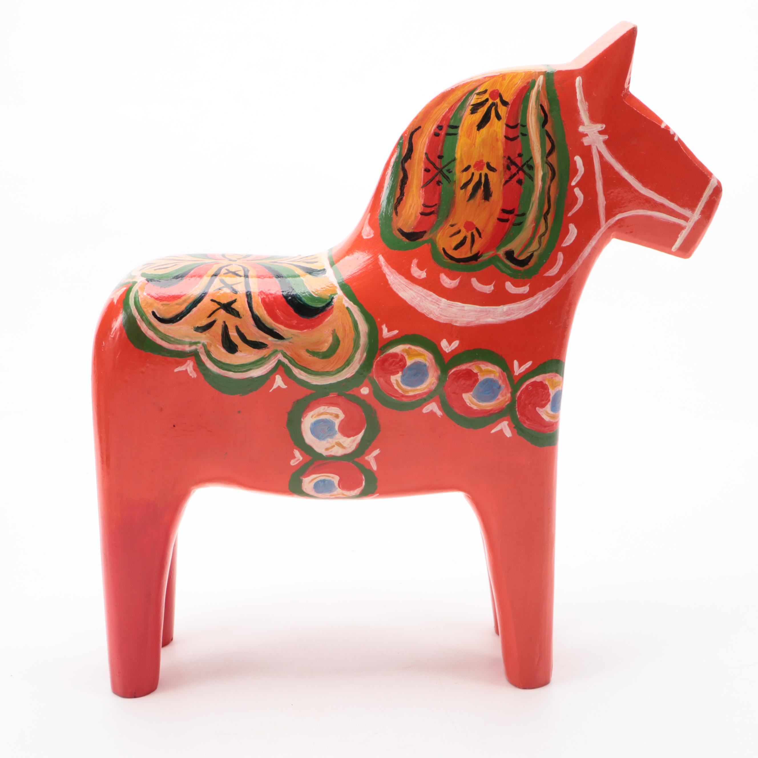 Hand-Painted Red Dala Horse with Quemada Vase and Handmade Vessel
