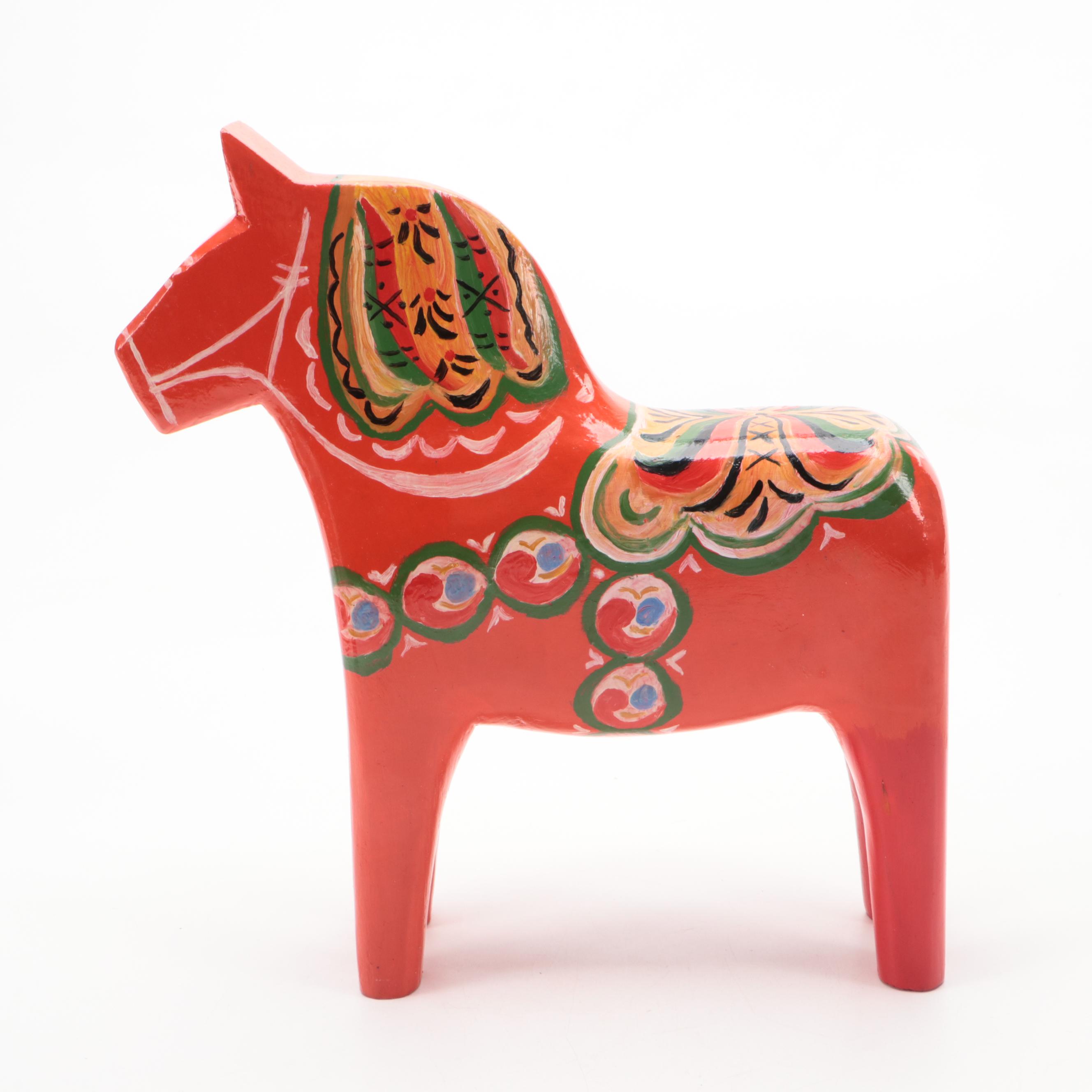 Hand-Painted Red Dala Horse with Quemada Vase and Handmade Vessel