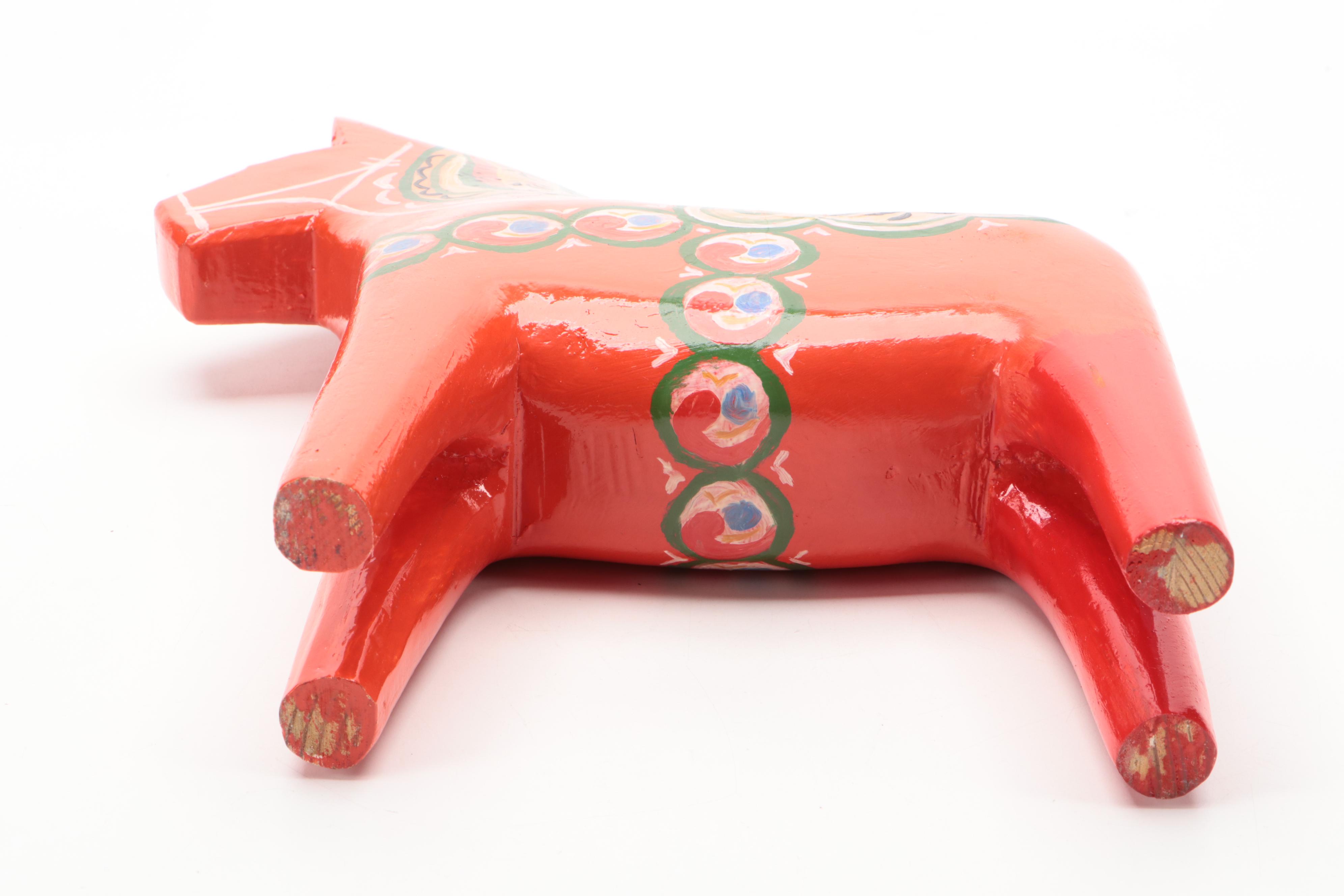 Hand-Painted Red Dala Horse with Quemada Vase and Handmade Vessel