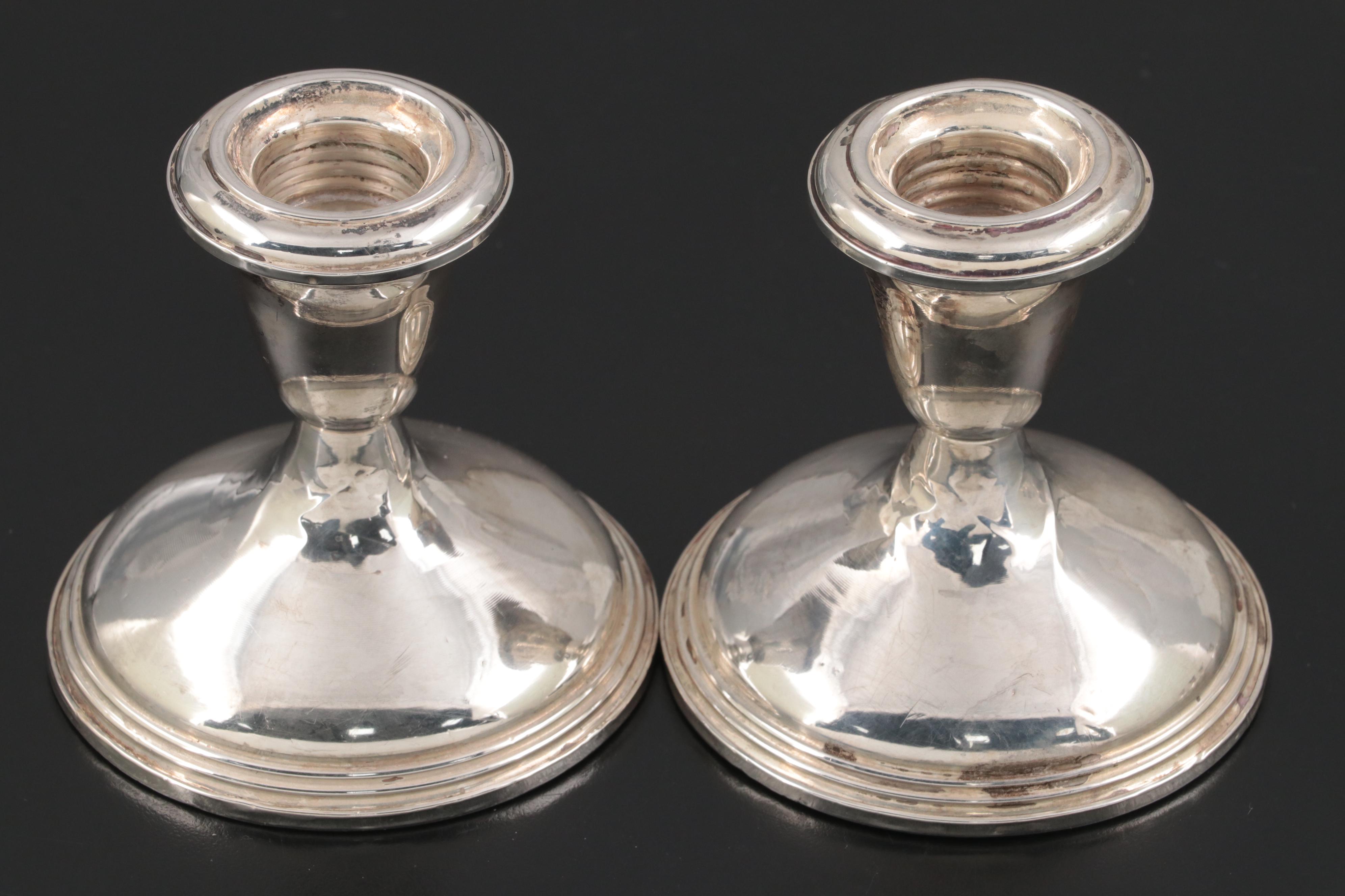 Reed & Barton and Other Weighted Sterling Silver Candlestick Pairs