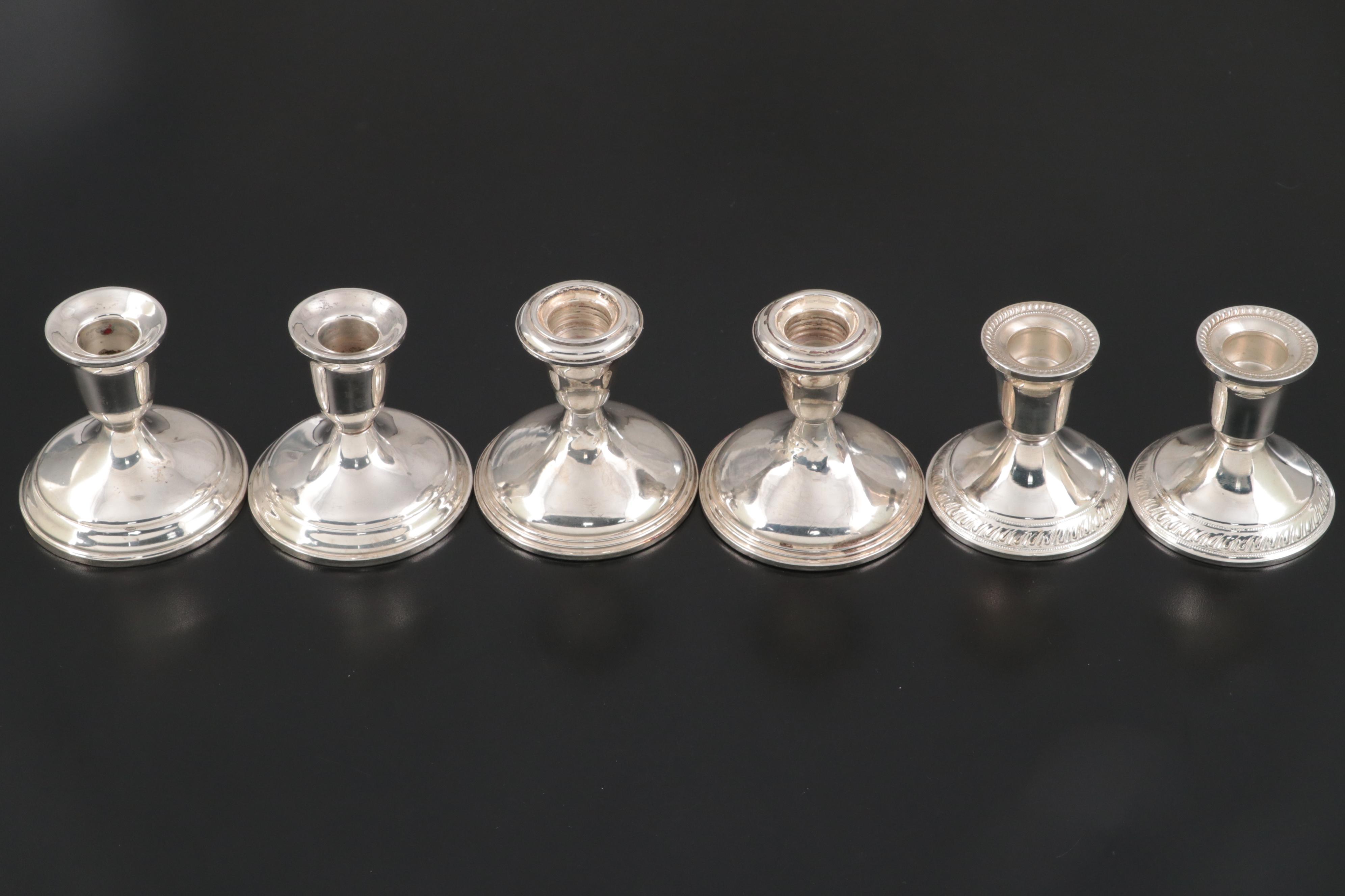 Reed & Barton and Other Weighted Sterling Silver Candlestick Pairs