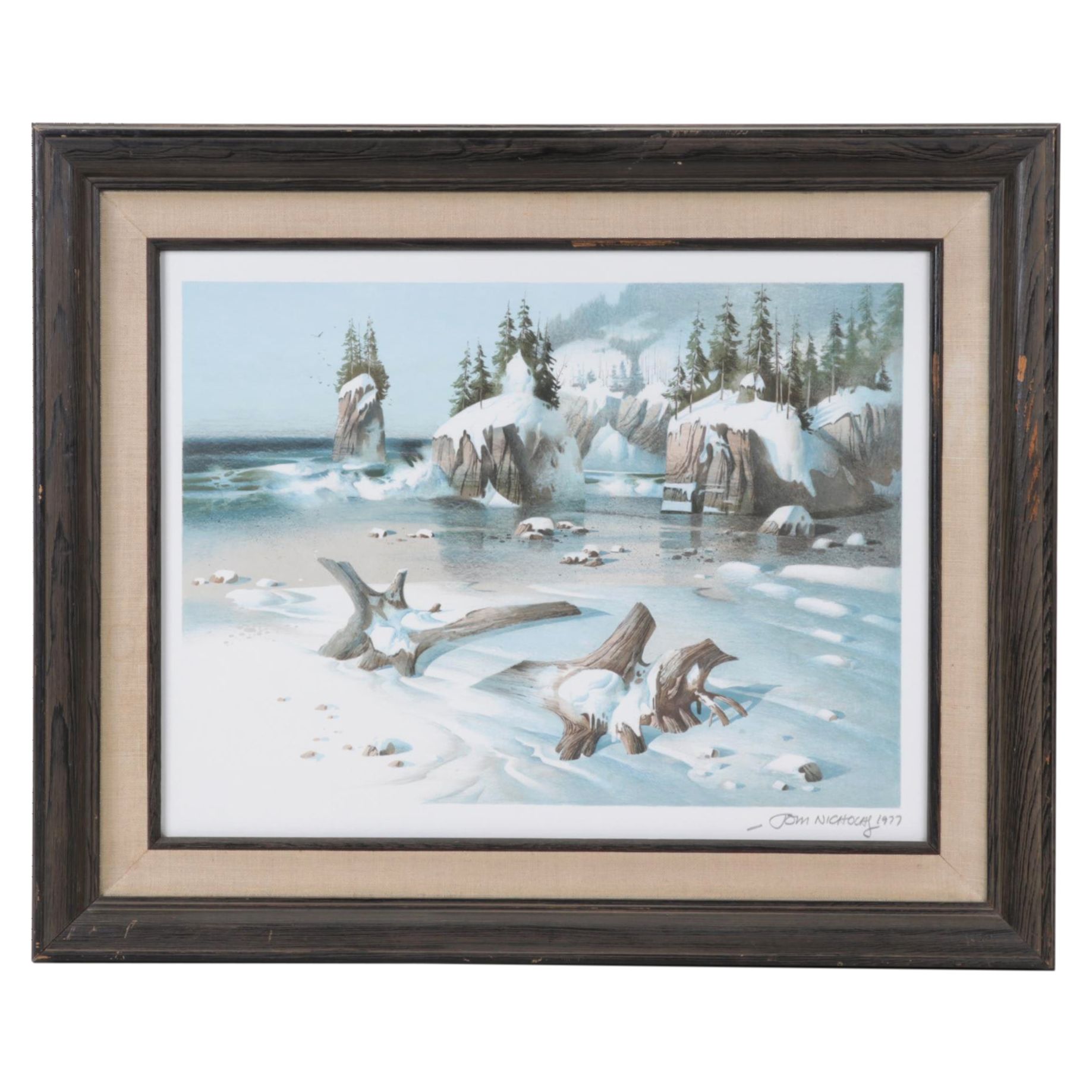 Tom Nicholas Color Lithograph "Along the Gulf Coast" and "Winter Beach," 1977