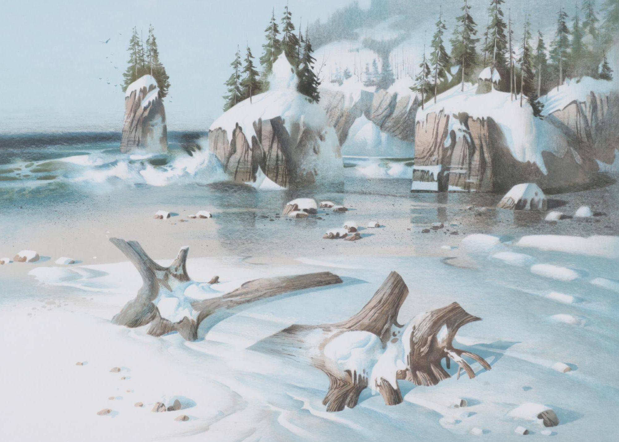 Tom Nicholas Color Lithograph "Along the Gulf Coast" and "Winter Beach," 1977