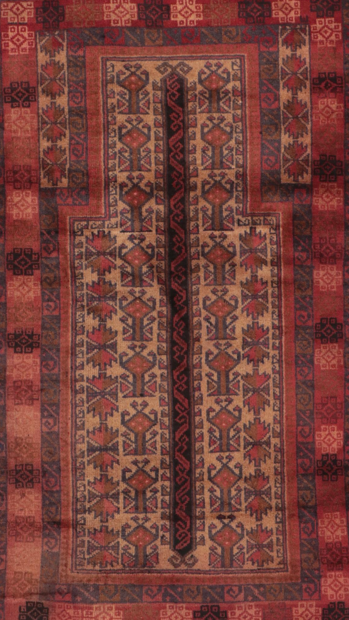 2'9 x 4'9 Hand-Knotted Afghan Baluch Prayer Rug