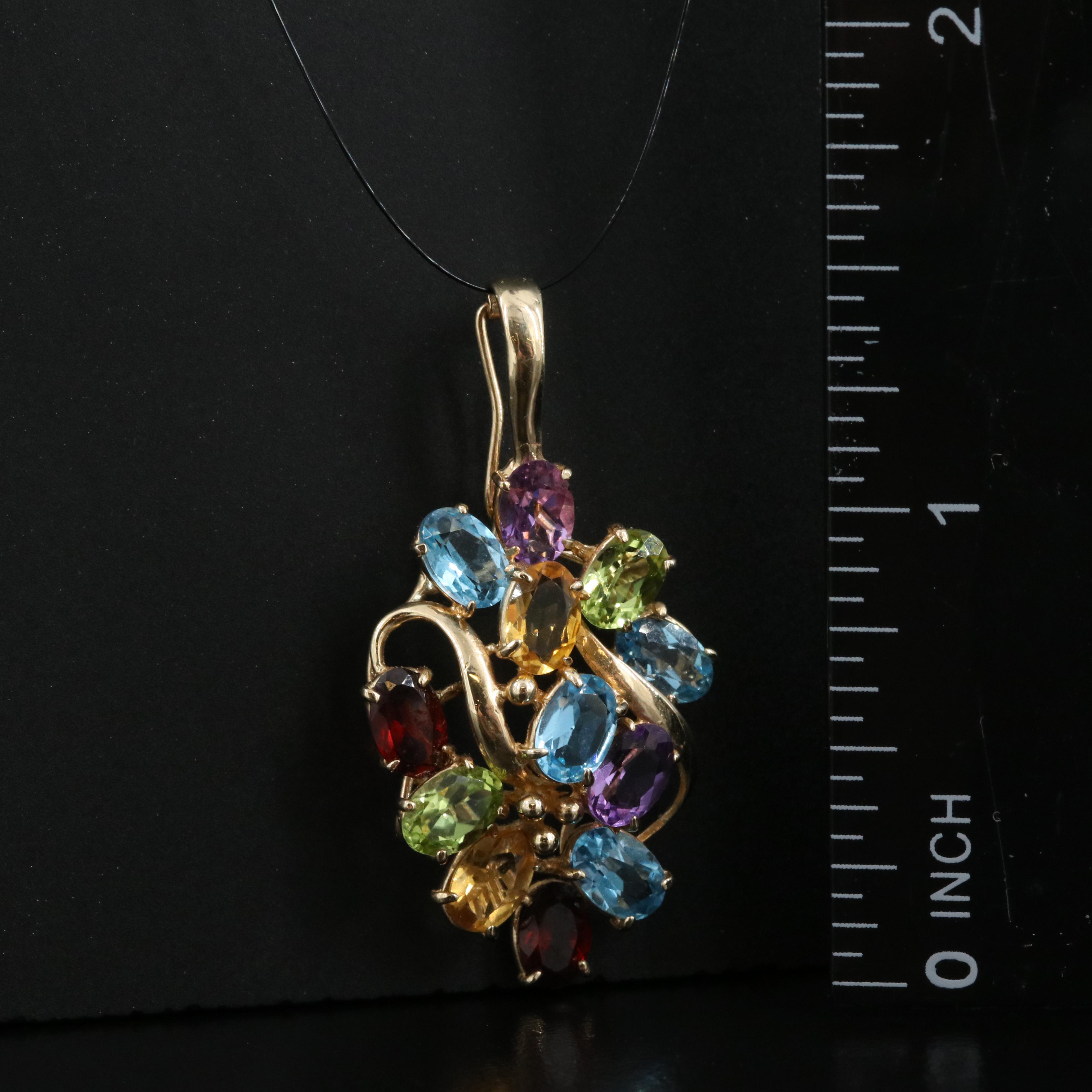 14K Amethyst, Topaz, Citrine, Peridot and Garnet Enhancer Pendant