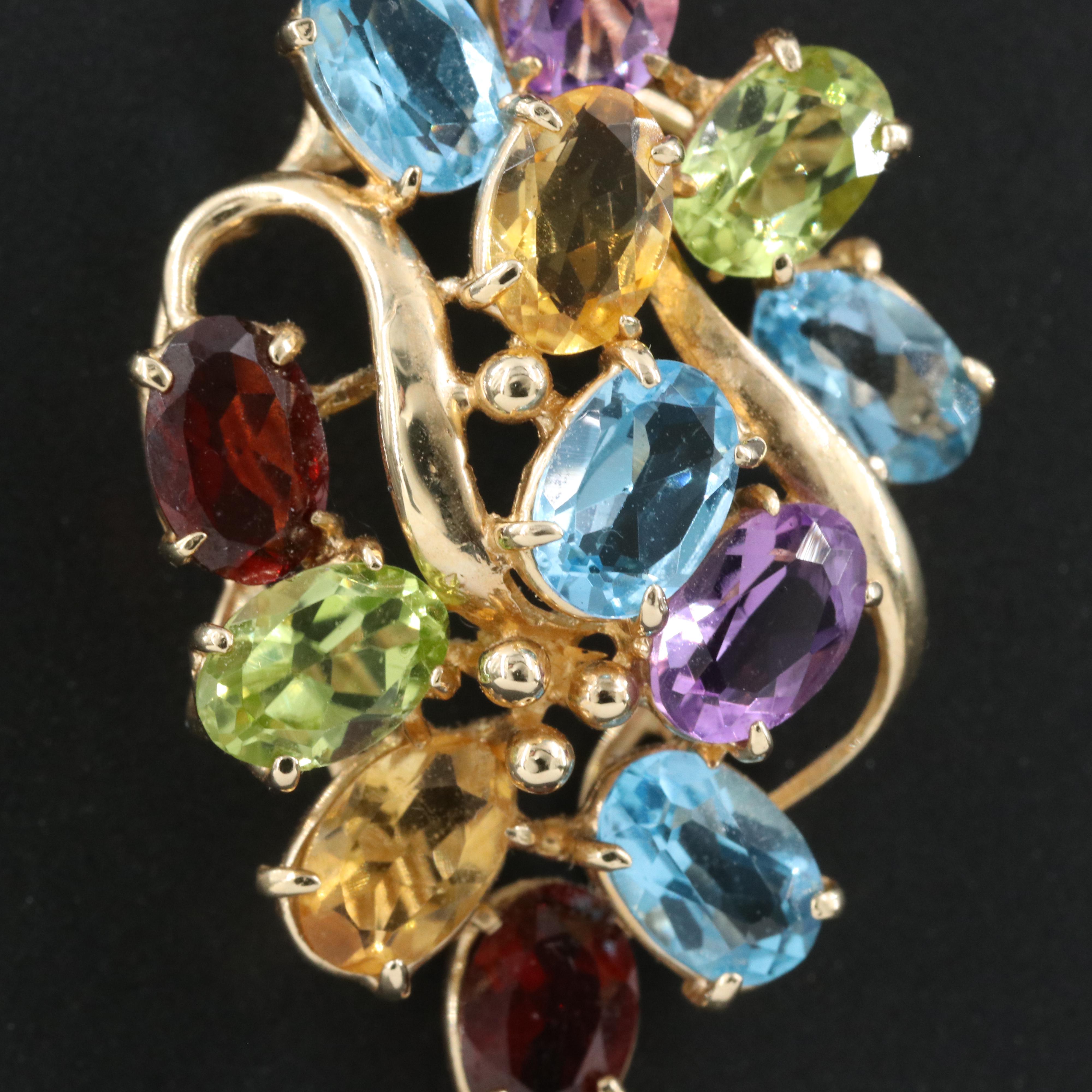 14K Amethyst, Topaz, Citrine, Peridot and Garnet Enhancer Pendant