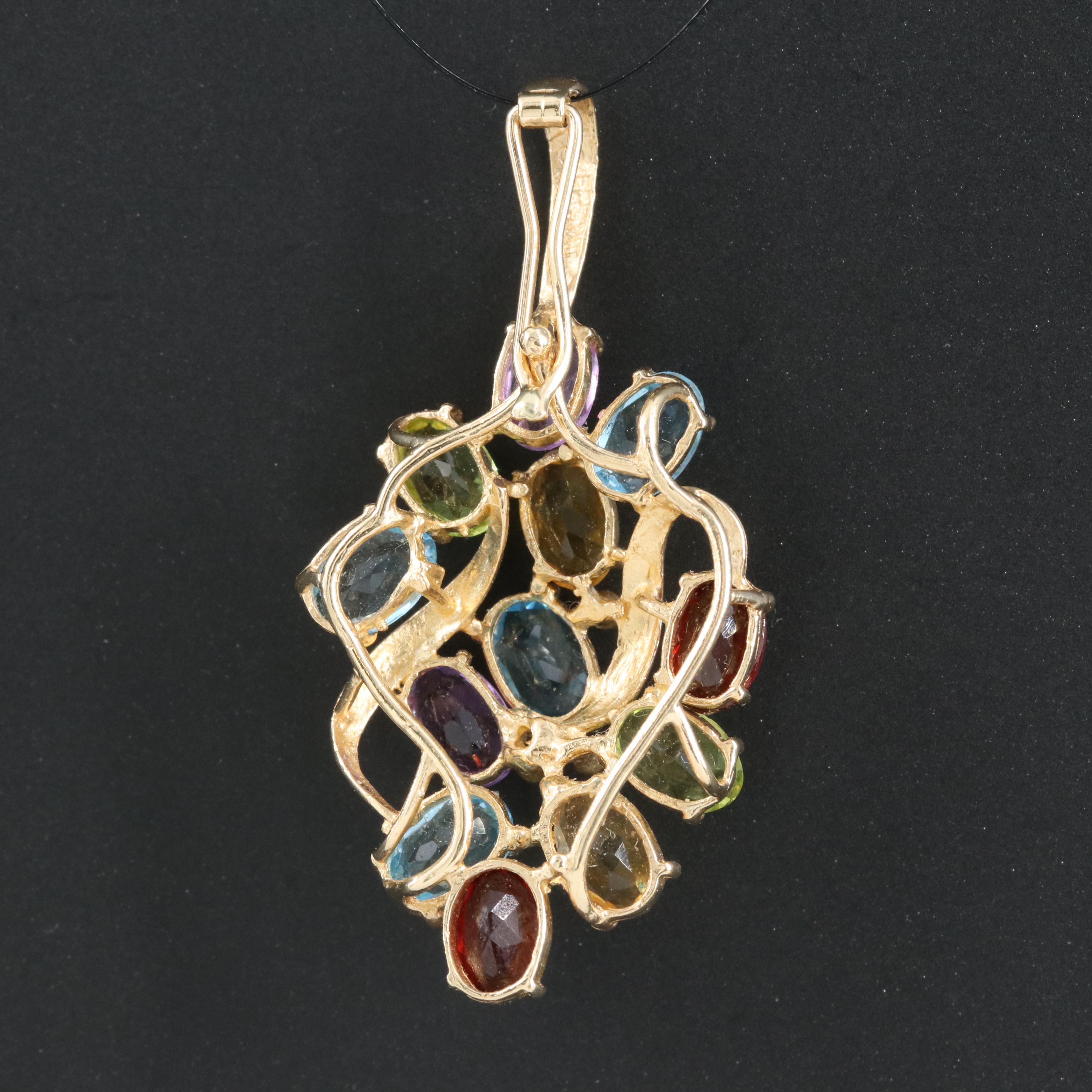14K Amethyst, Topaz, Citrine, Peridot and Garnet Enhancer Pendant